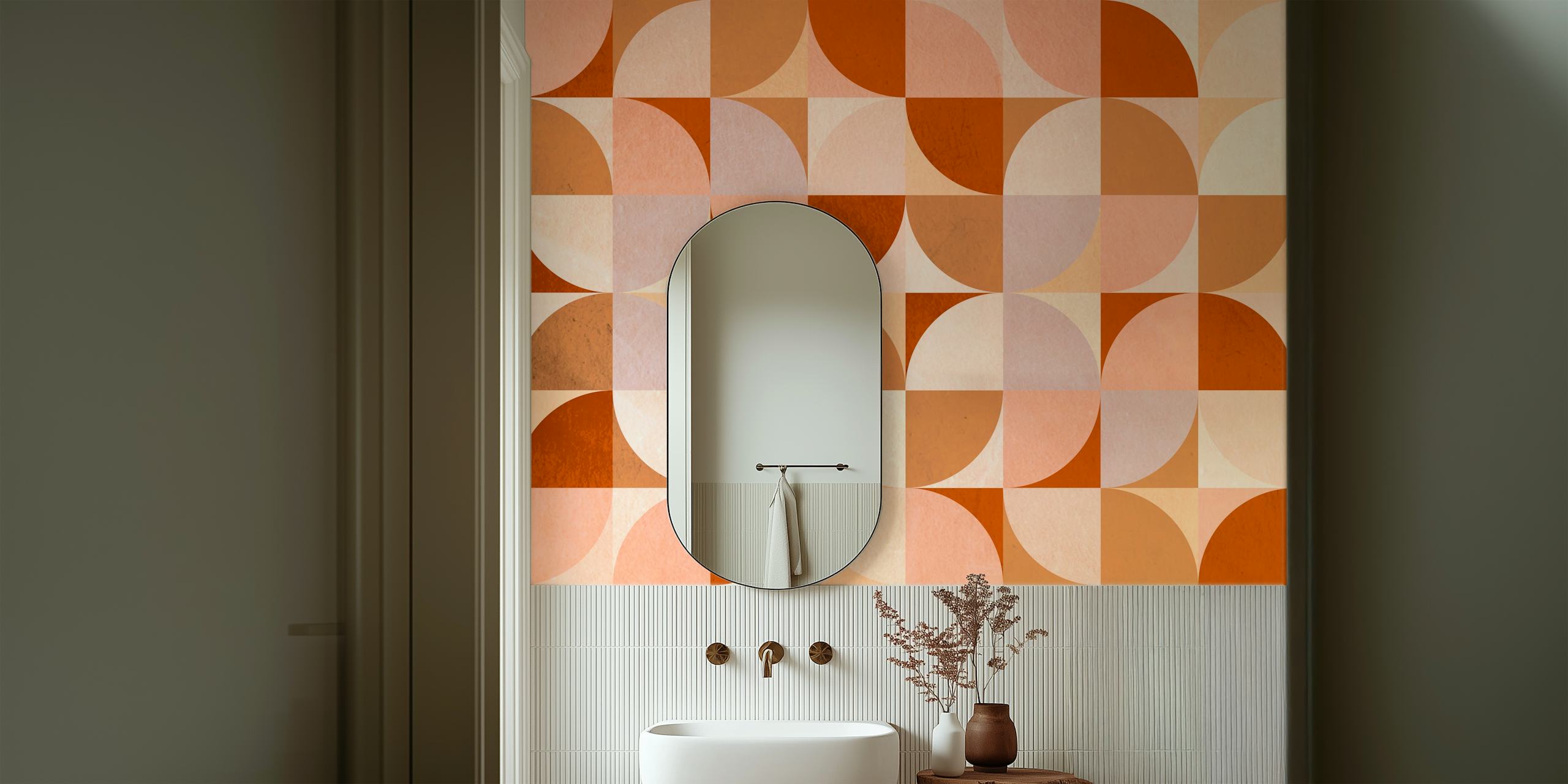 Bauhaus Circle Shapes Tapete in einem Raum