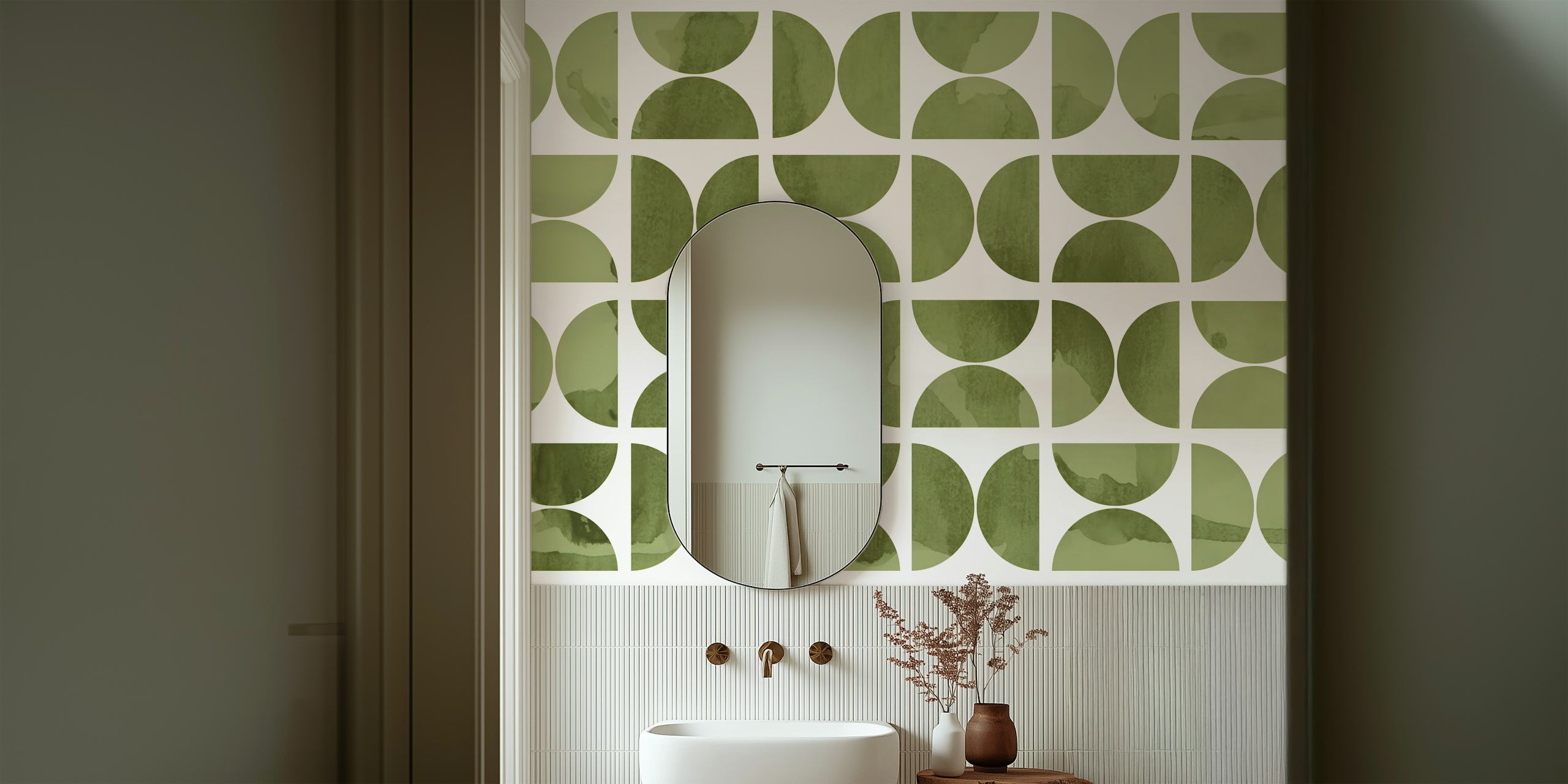 Green Watercolor Bauhaus i ett rum