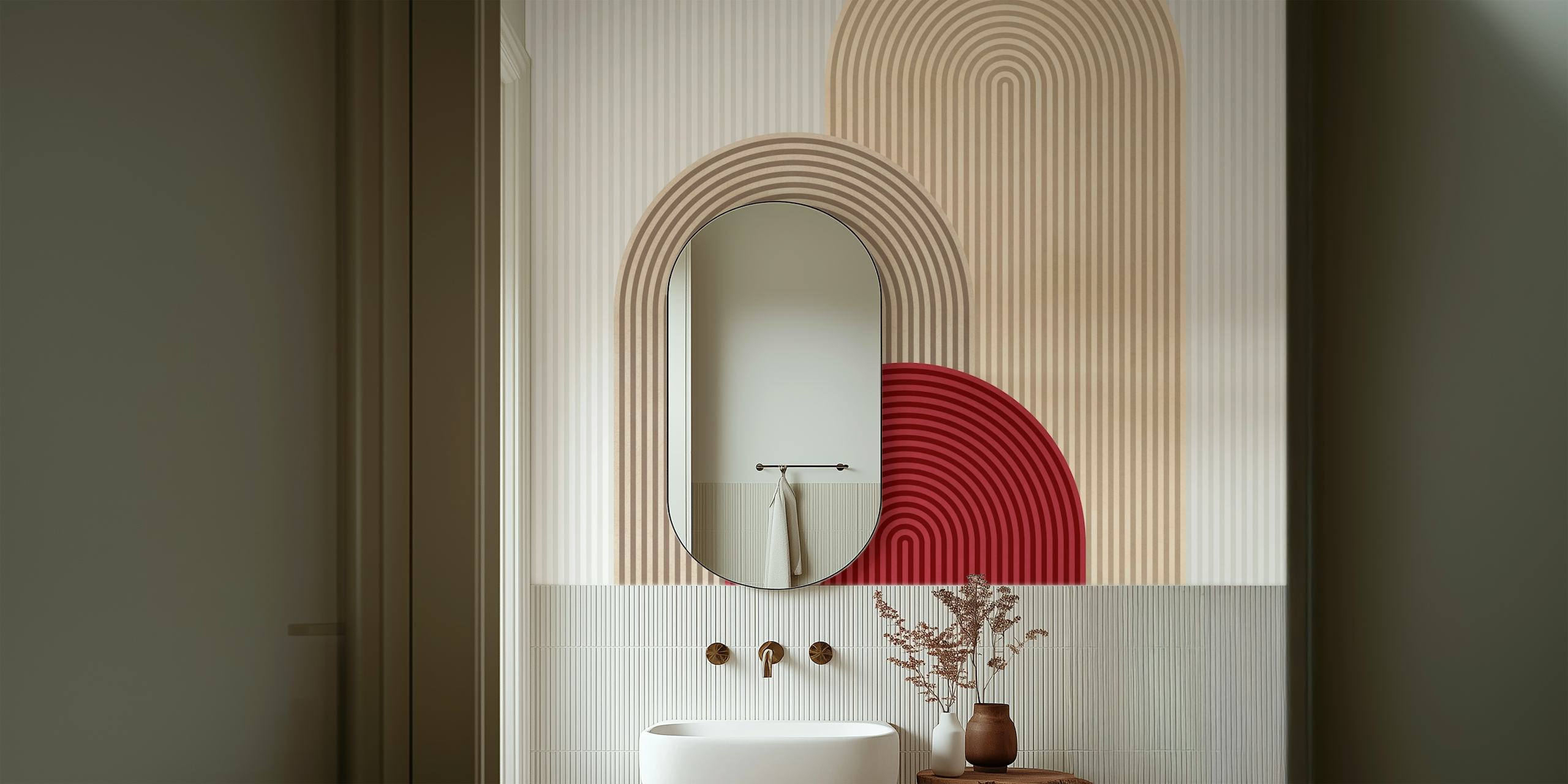 Expressive lines wallpaper displayed in a room