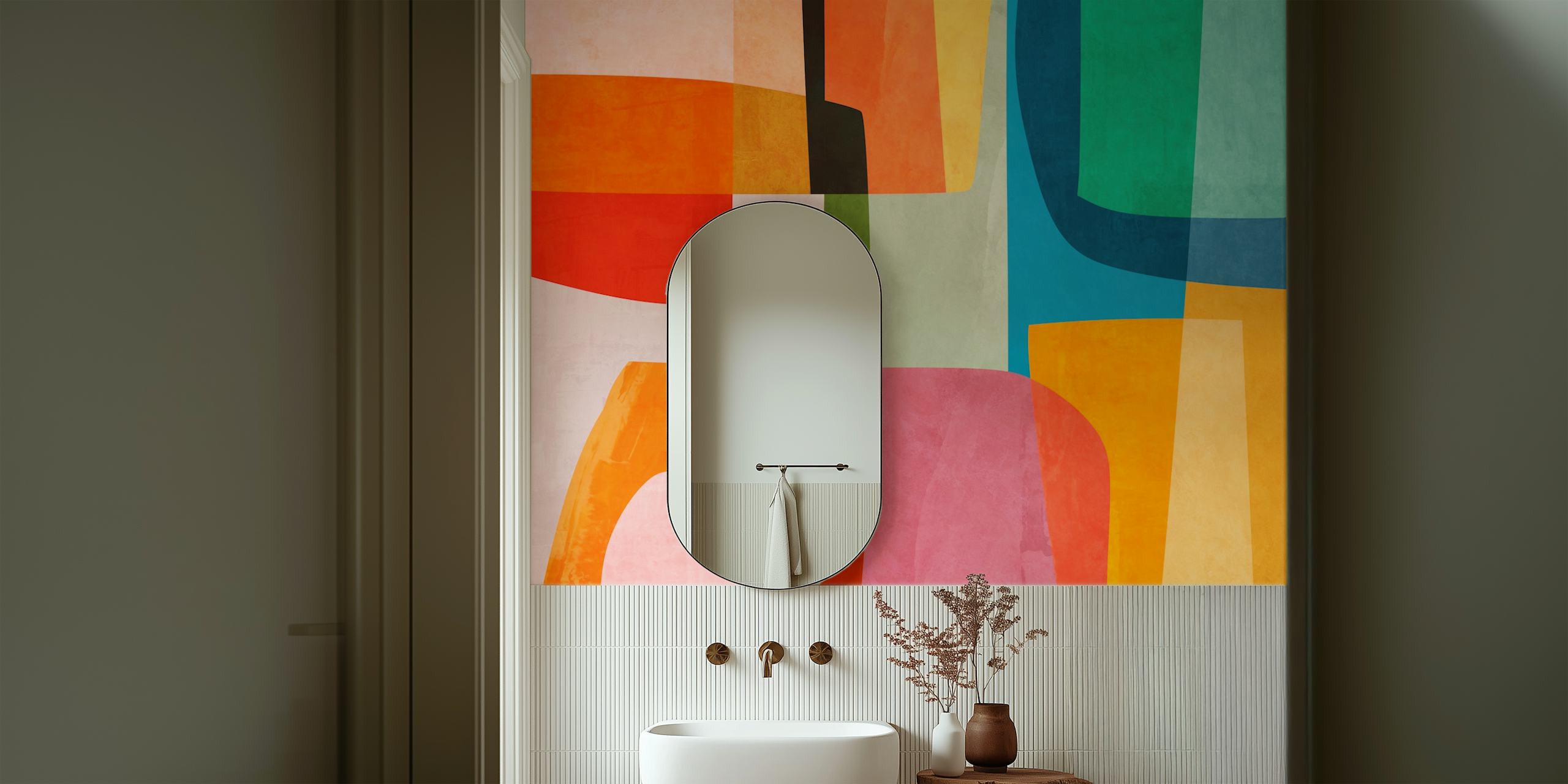 Kolorowa abstrakcyjna tapeta w pokoju