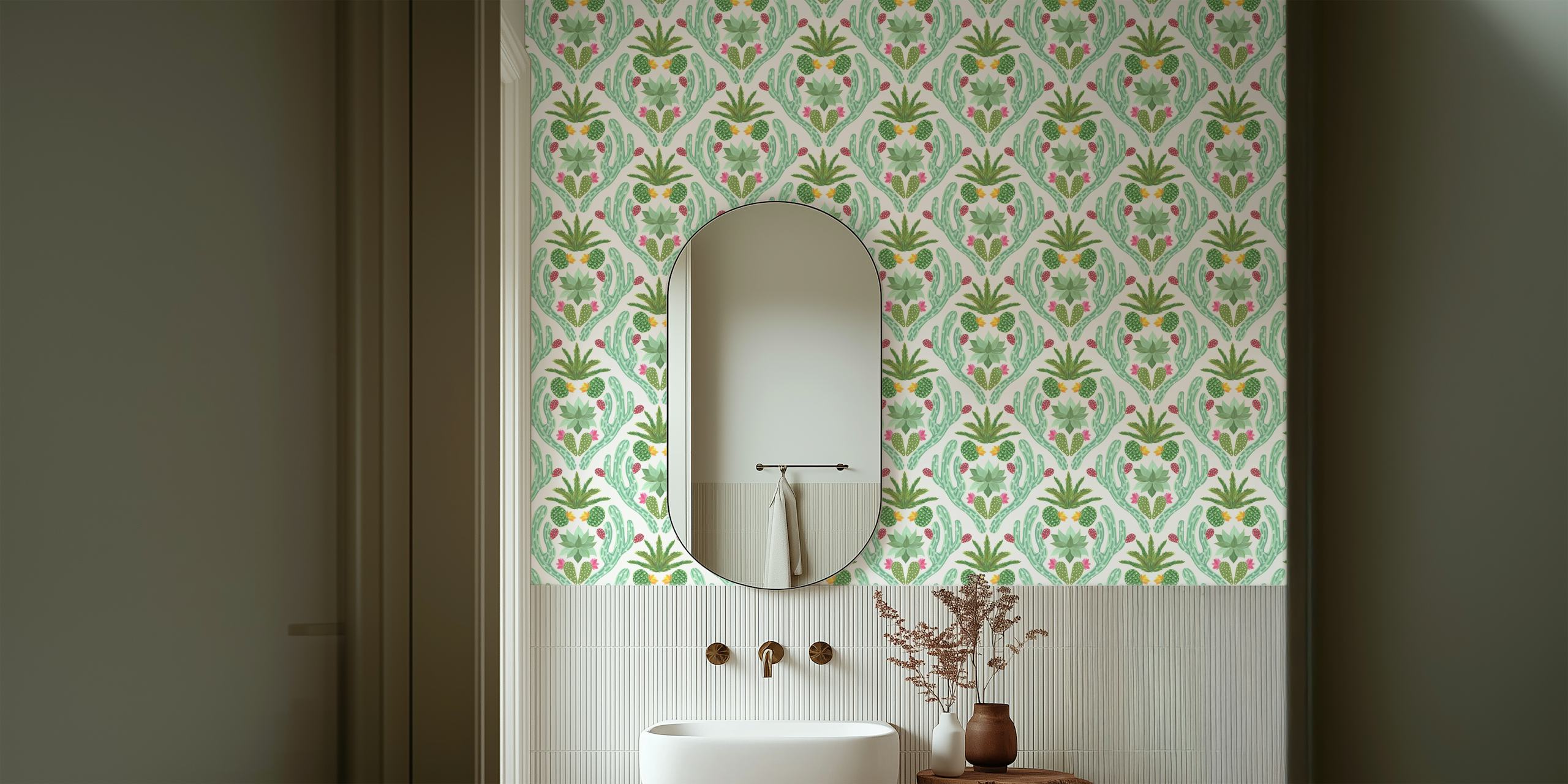 Cactus Oasis behang in een modern interieur