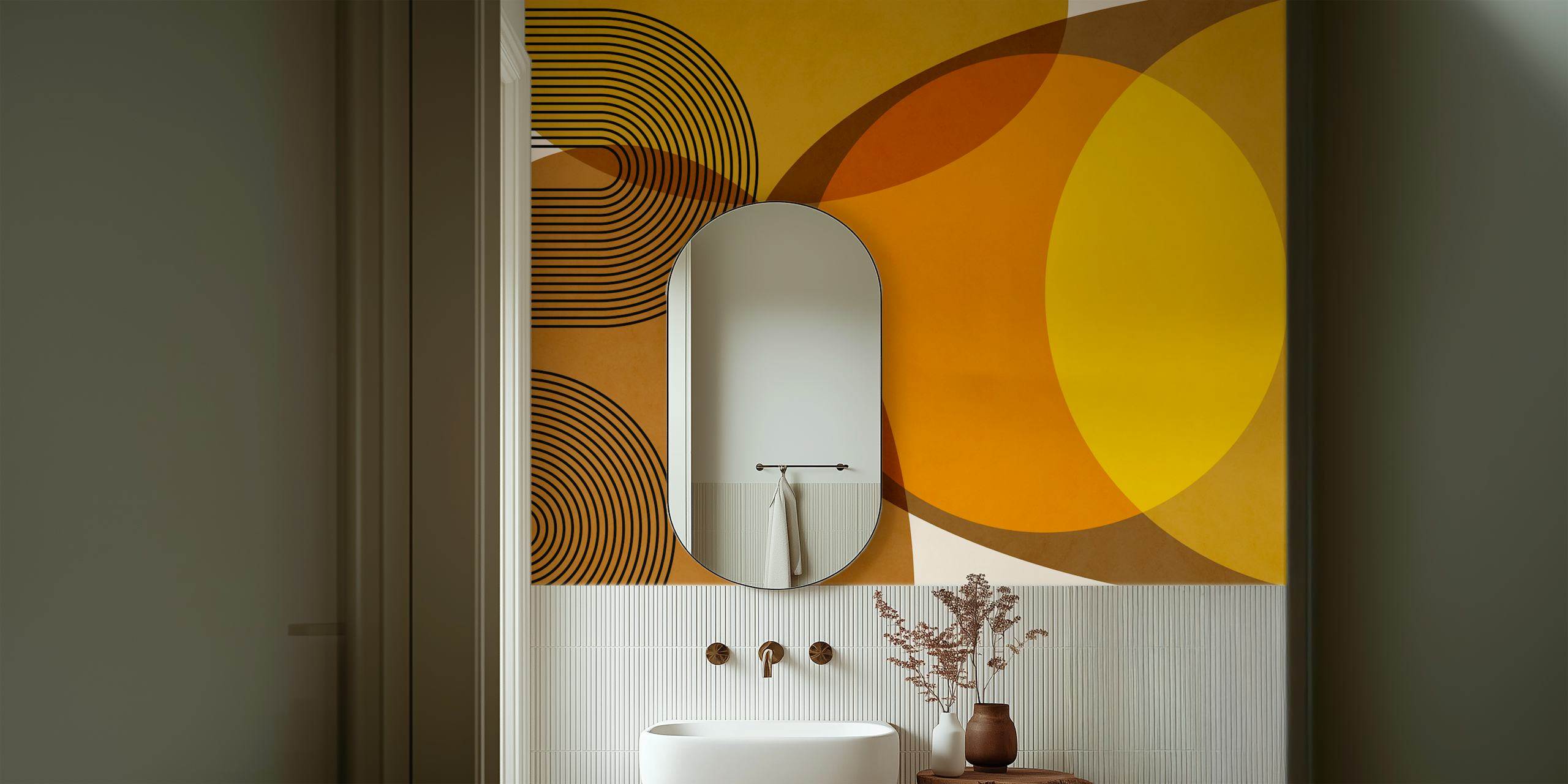 Mid century modern abstract organic earthy wallpaper