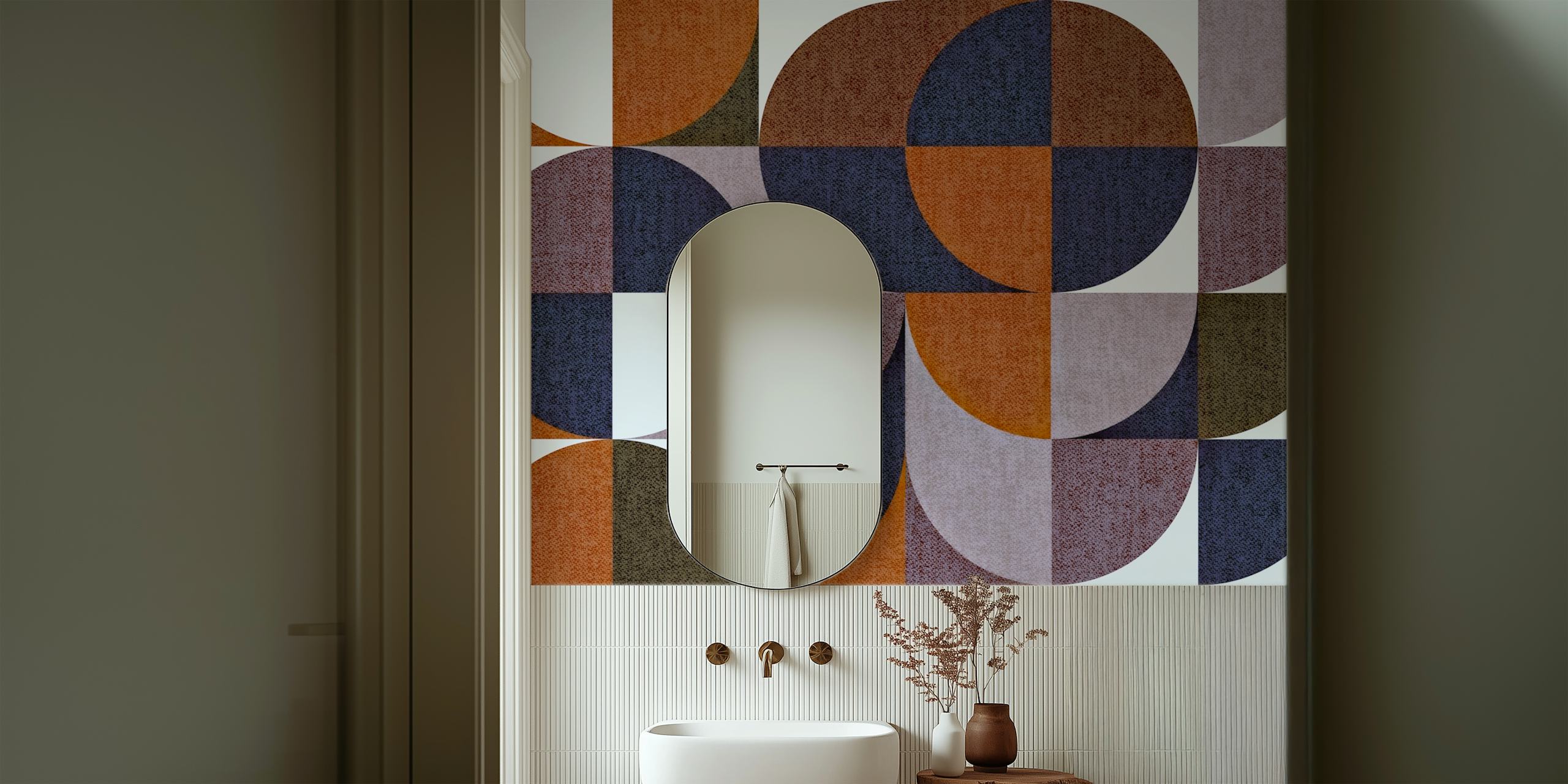 Tapeta Geometric Retro Harmony u sobi