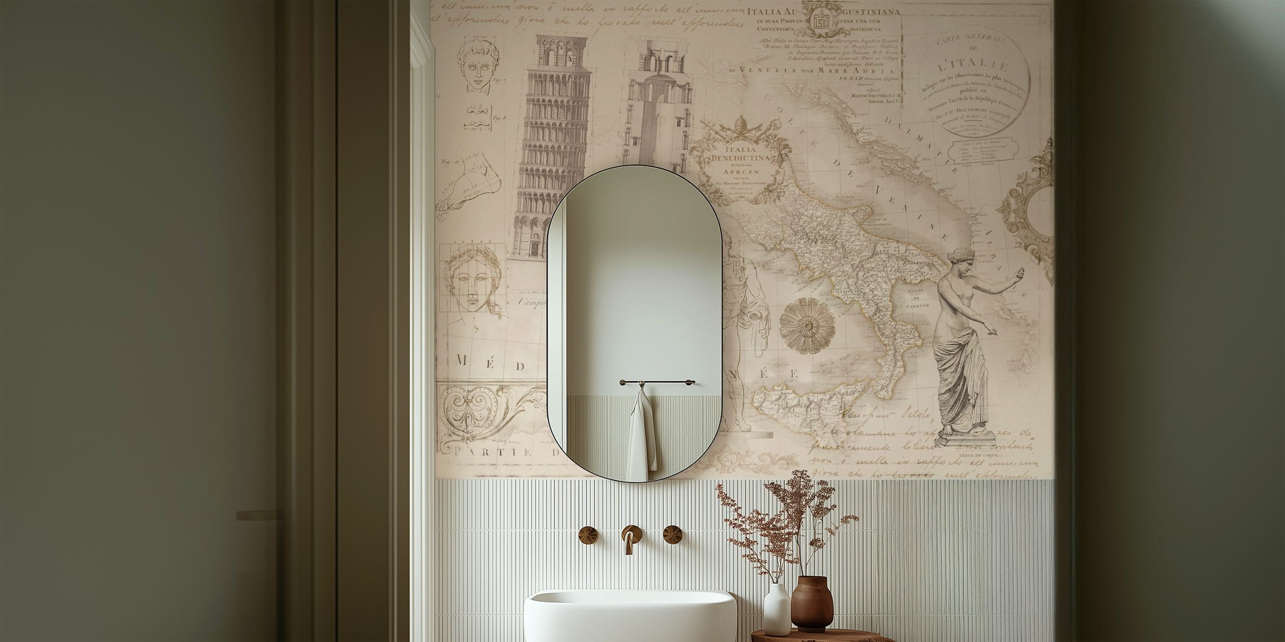 Vintage Italy nostalgic collage wallpaper design