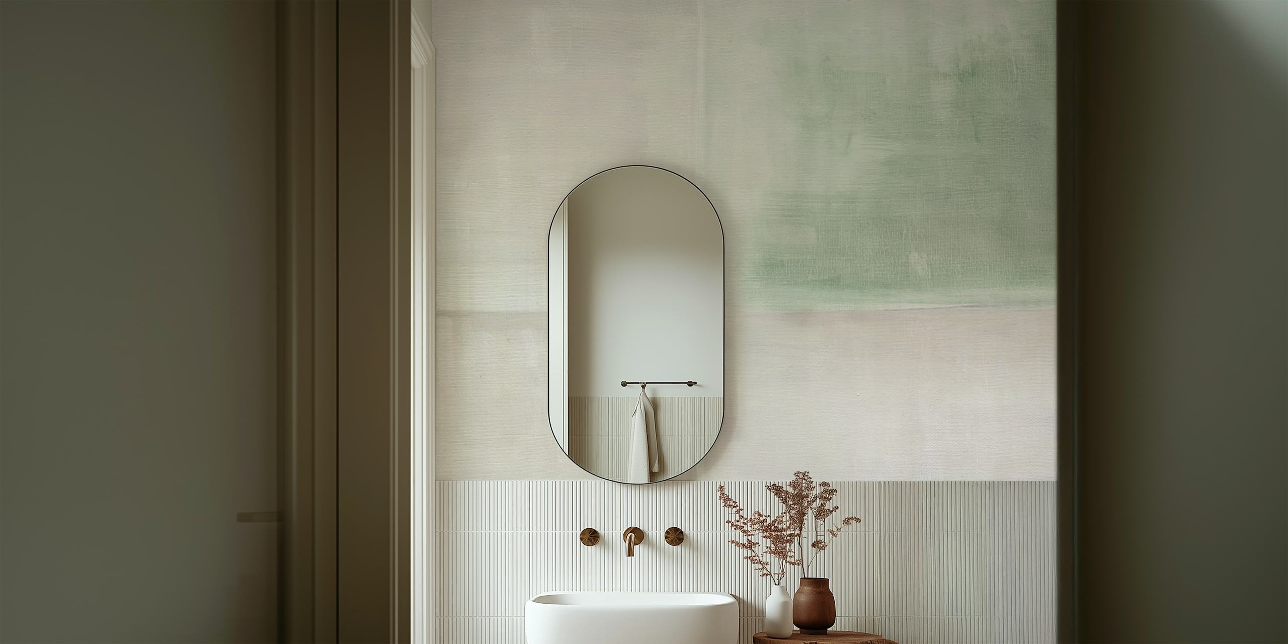 Pastel painted squares wallpaper in a room