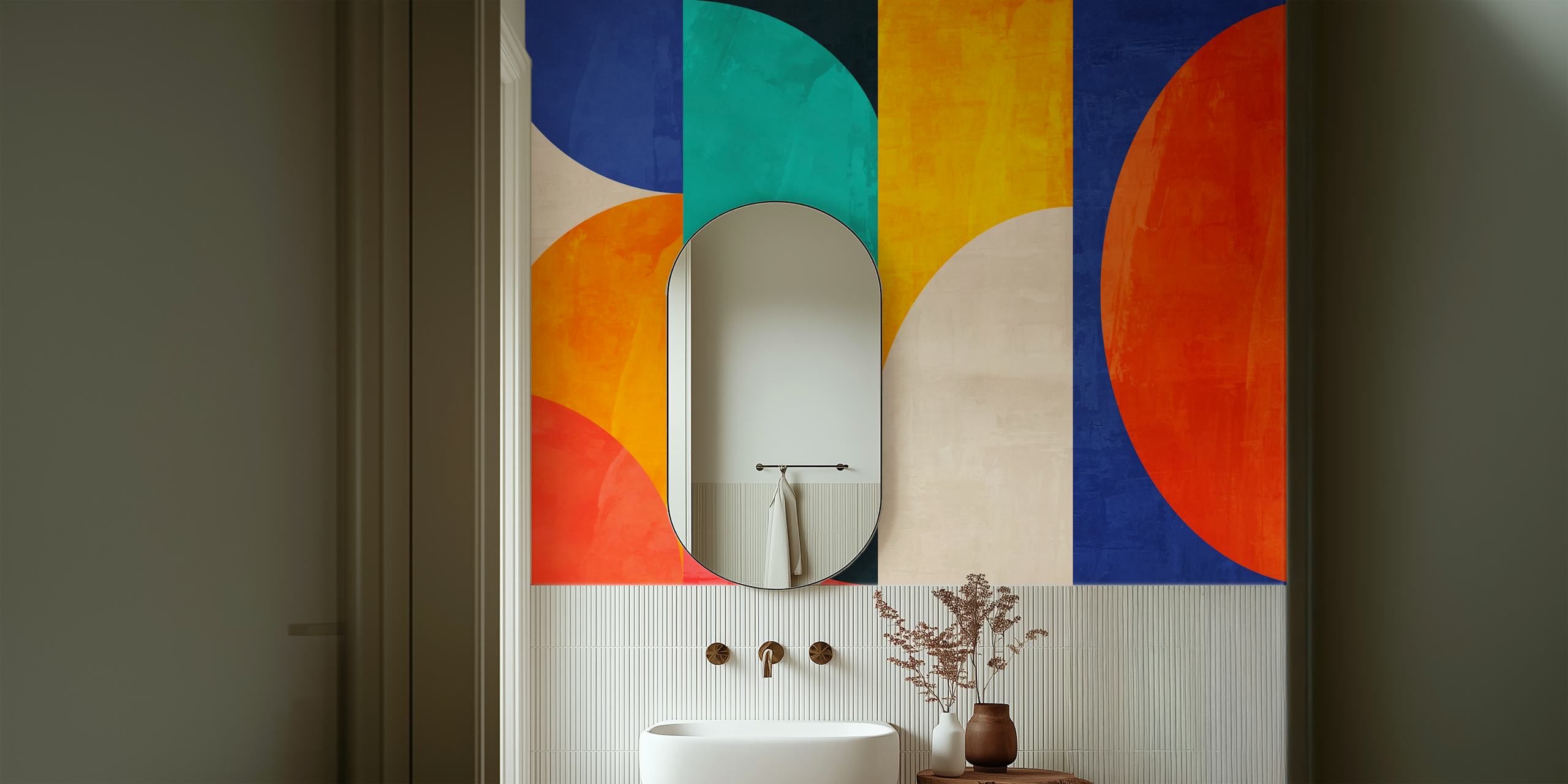 Abstrakte geometrische Formen in lebhaftem Wallpaper