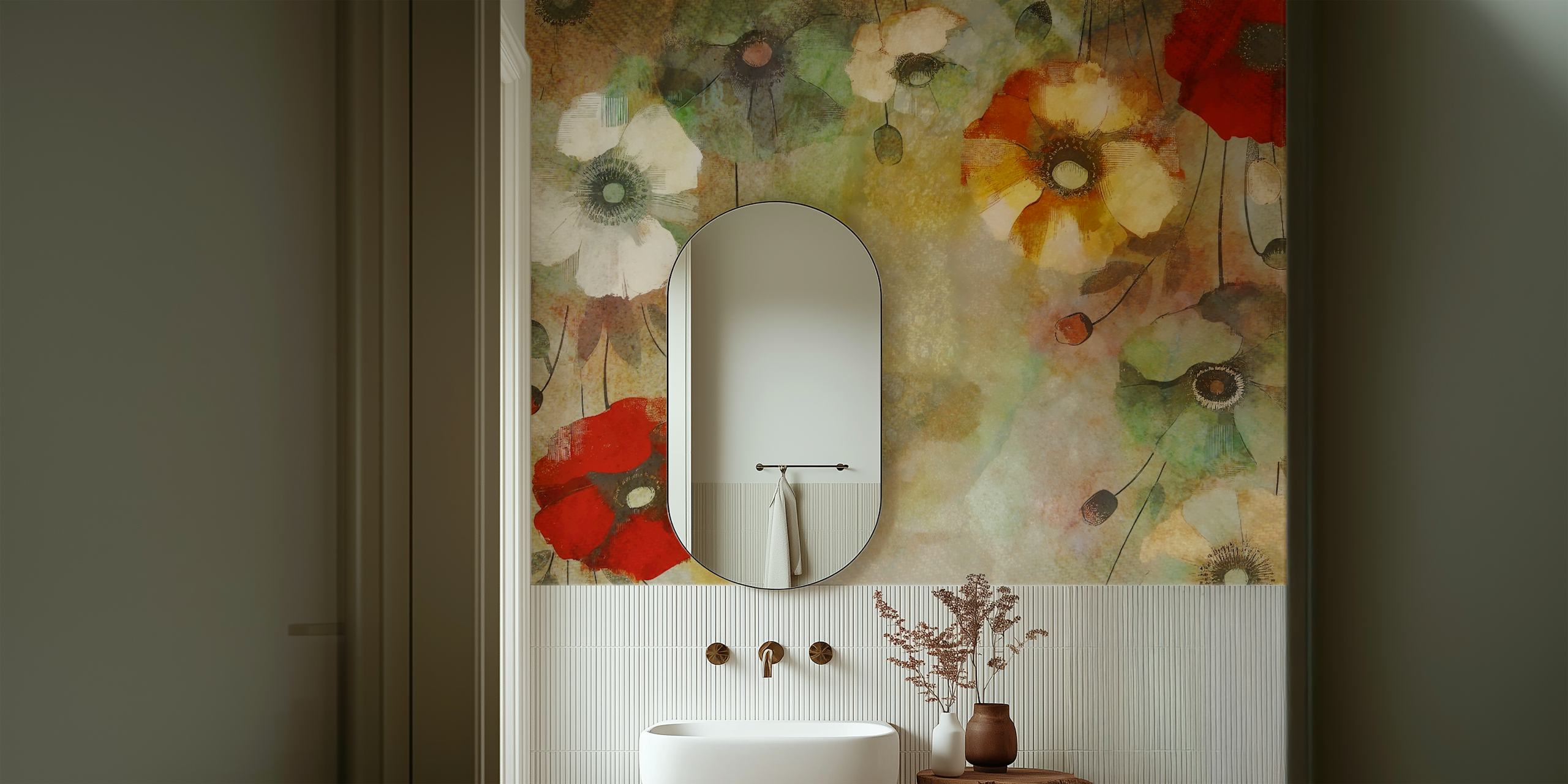 Tapettisuunnittelu, jossa on Rustic Poppy Bliss