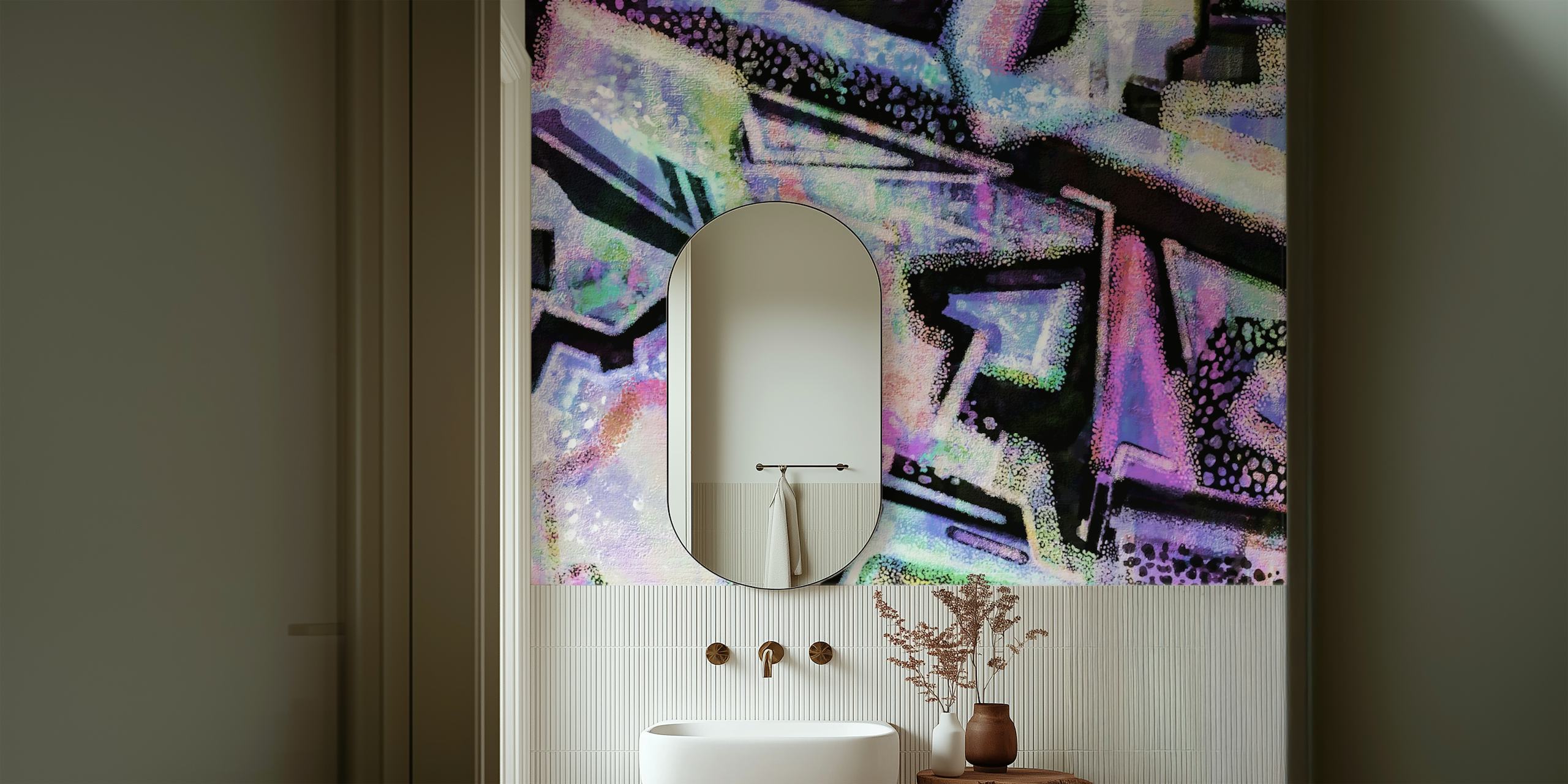 Colorful abstract geometric design with pastel hues wallpaper