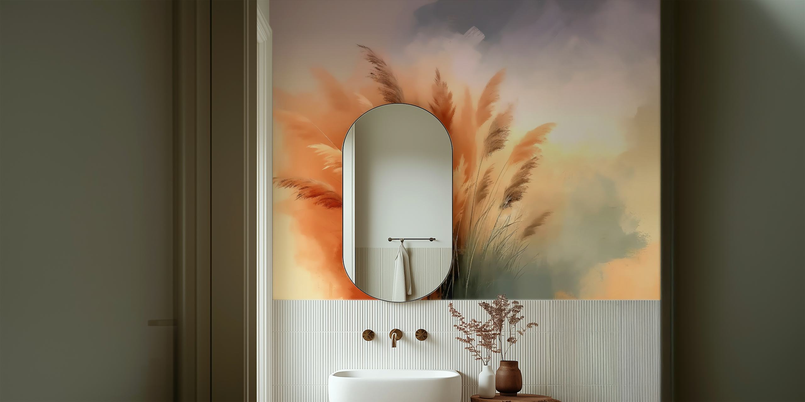 Autumn reeds with warm hues and soft gradients wallpaper