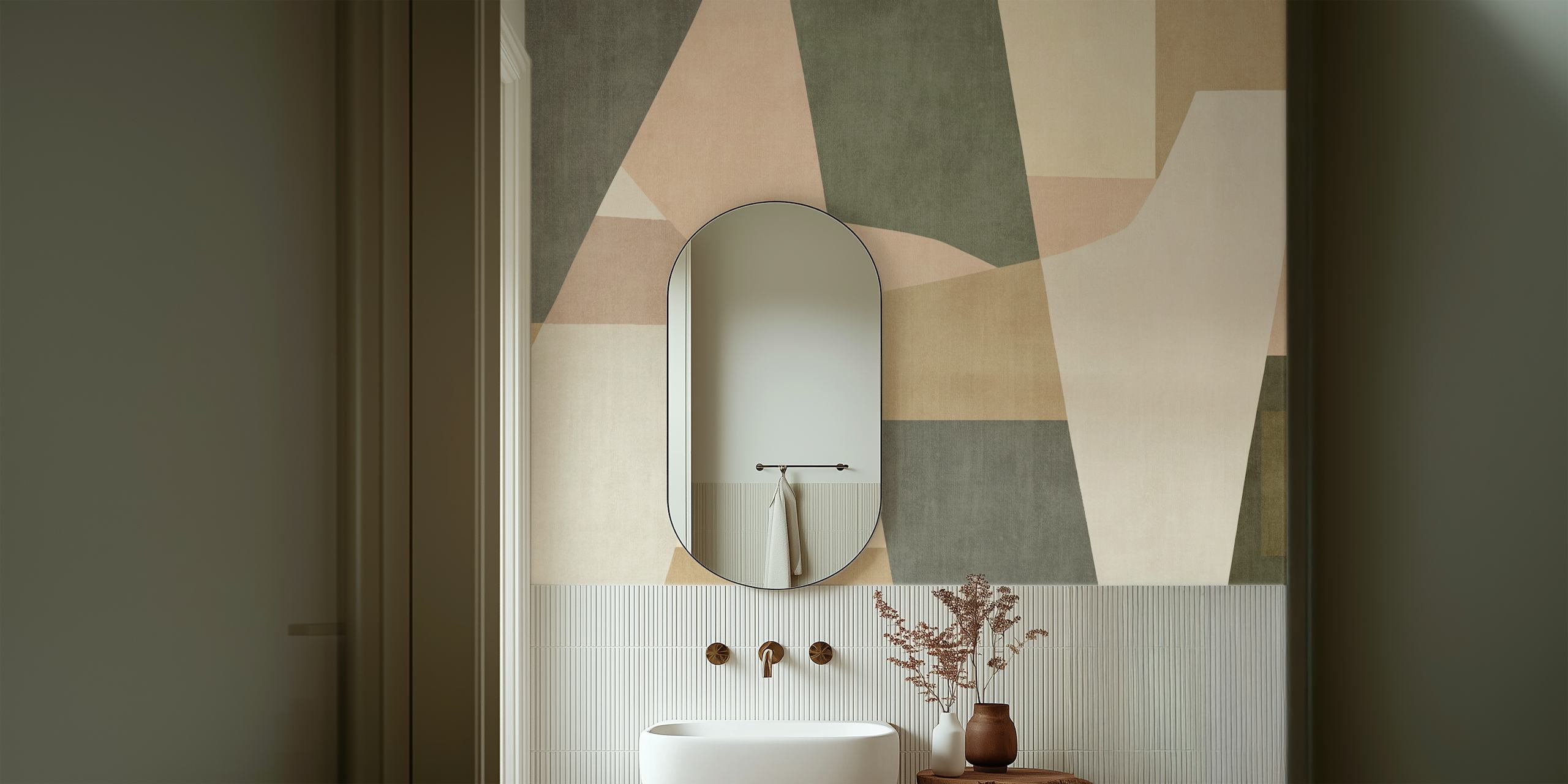 Soft geometric hues wallpaper in a room