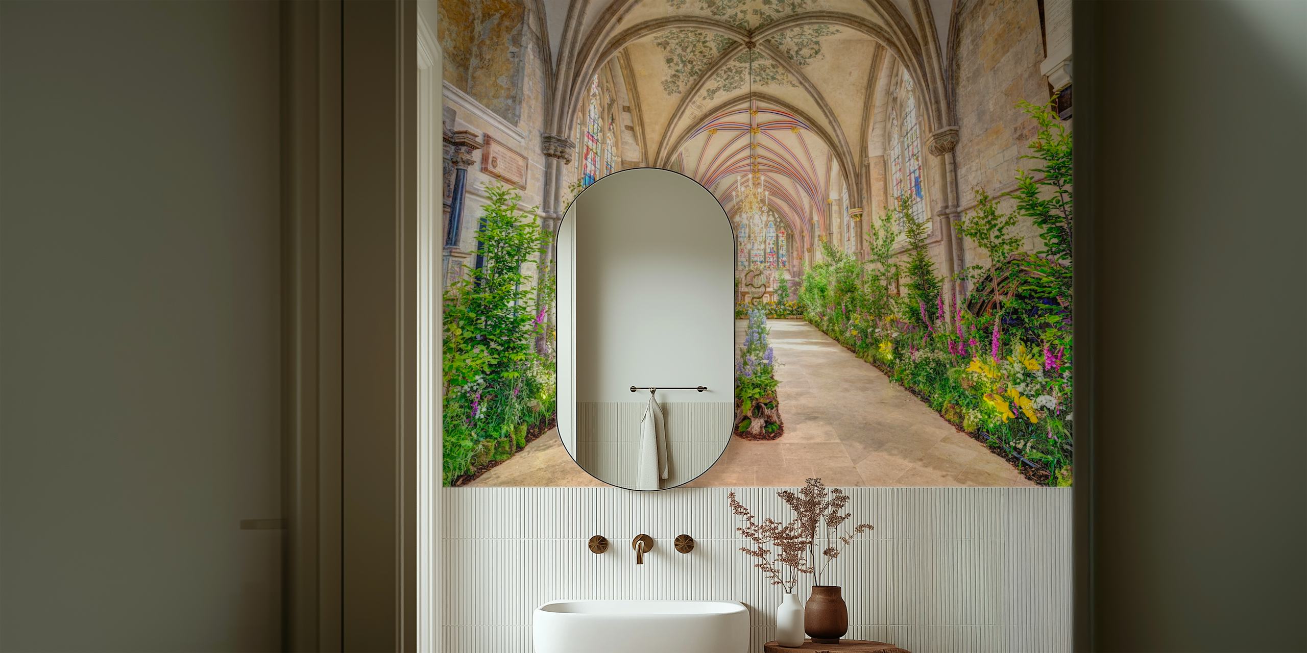 Chichester Cathedral wallpaper in a stylish room