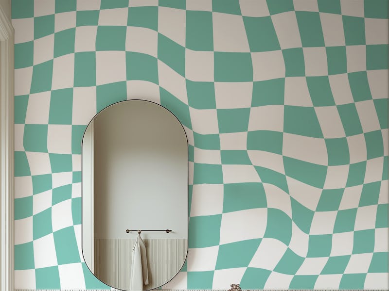 Blue Retro Groovy Checkered