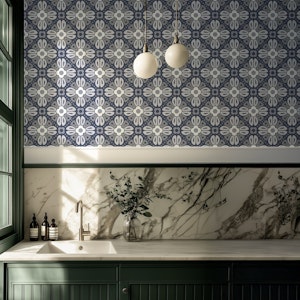 Retro Floral Tiles in Gray - S