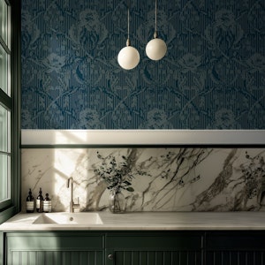 Floral Heritage stripes moonshine blue