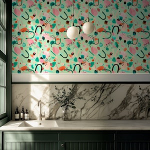 Modern Abstract geometry pieces Green