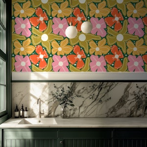 Groovy Petal Retro Garden Floral Green