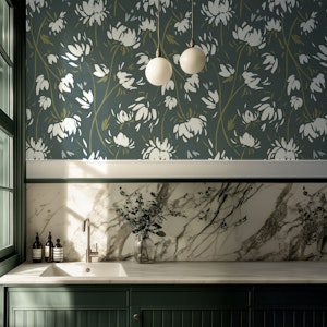 Vintage Floral Vines Navy