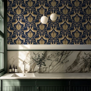 Art Deco Leopard Gold Blue