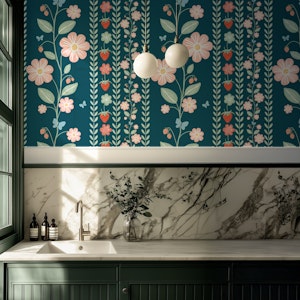 Blossoms and Berries Delight Dark Blue