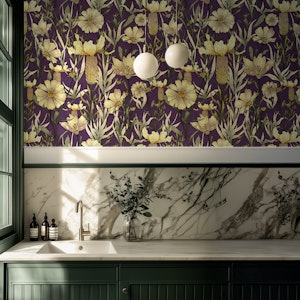 Hand drawn vintage garden midnight purple