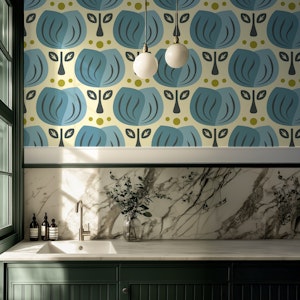Retro Tulip Elegance in Blue - L