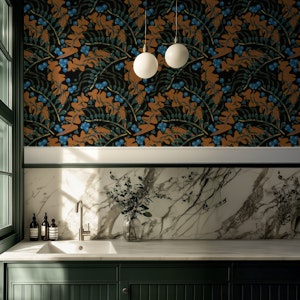 Seaweed Foliage in Deep Teal and Rust