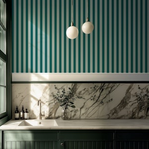Rich and Muted Green Stripes - Medium