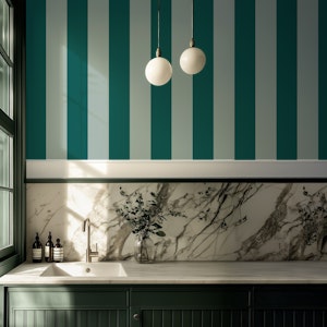 Rich and Muted Green Stripes - Wide