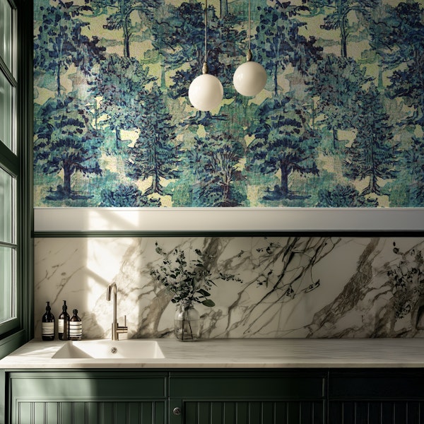 Green Forest Tree Scape Toile - Large