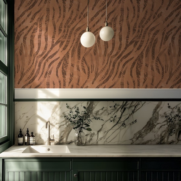 Zebra Stripes & Tropical Palm Fusion - Brown