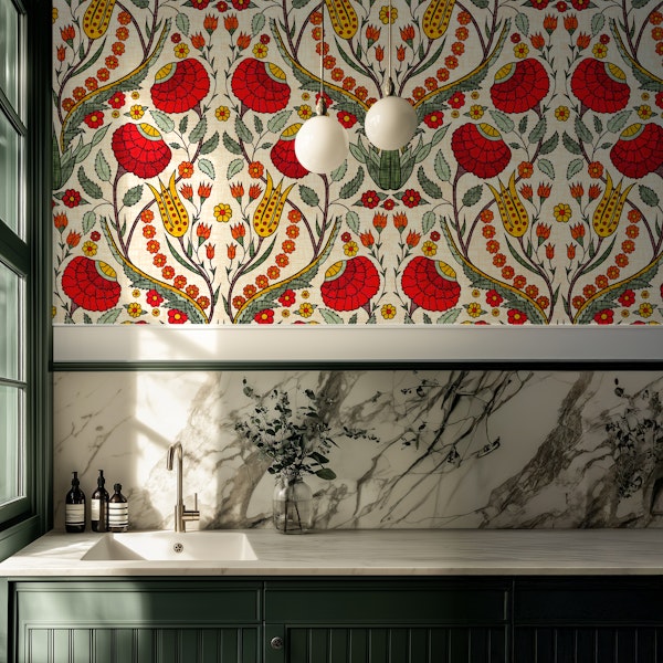 Red Iznik Floral Garden I Bold Folk