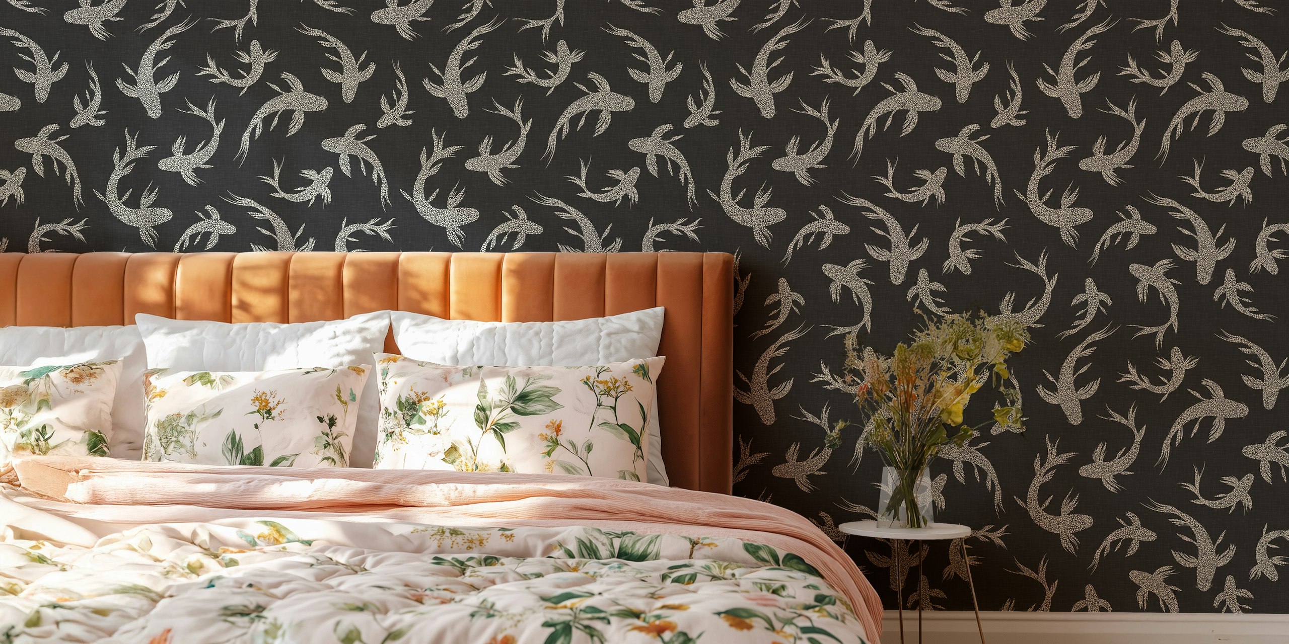 Japanese Koi Ponds wallpaper in a room