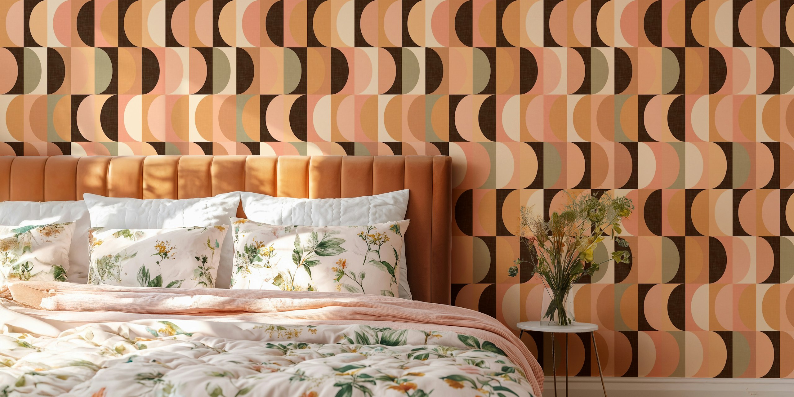 Tapeta Mid Century Modern Shapes w pokoju