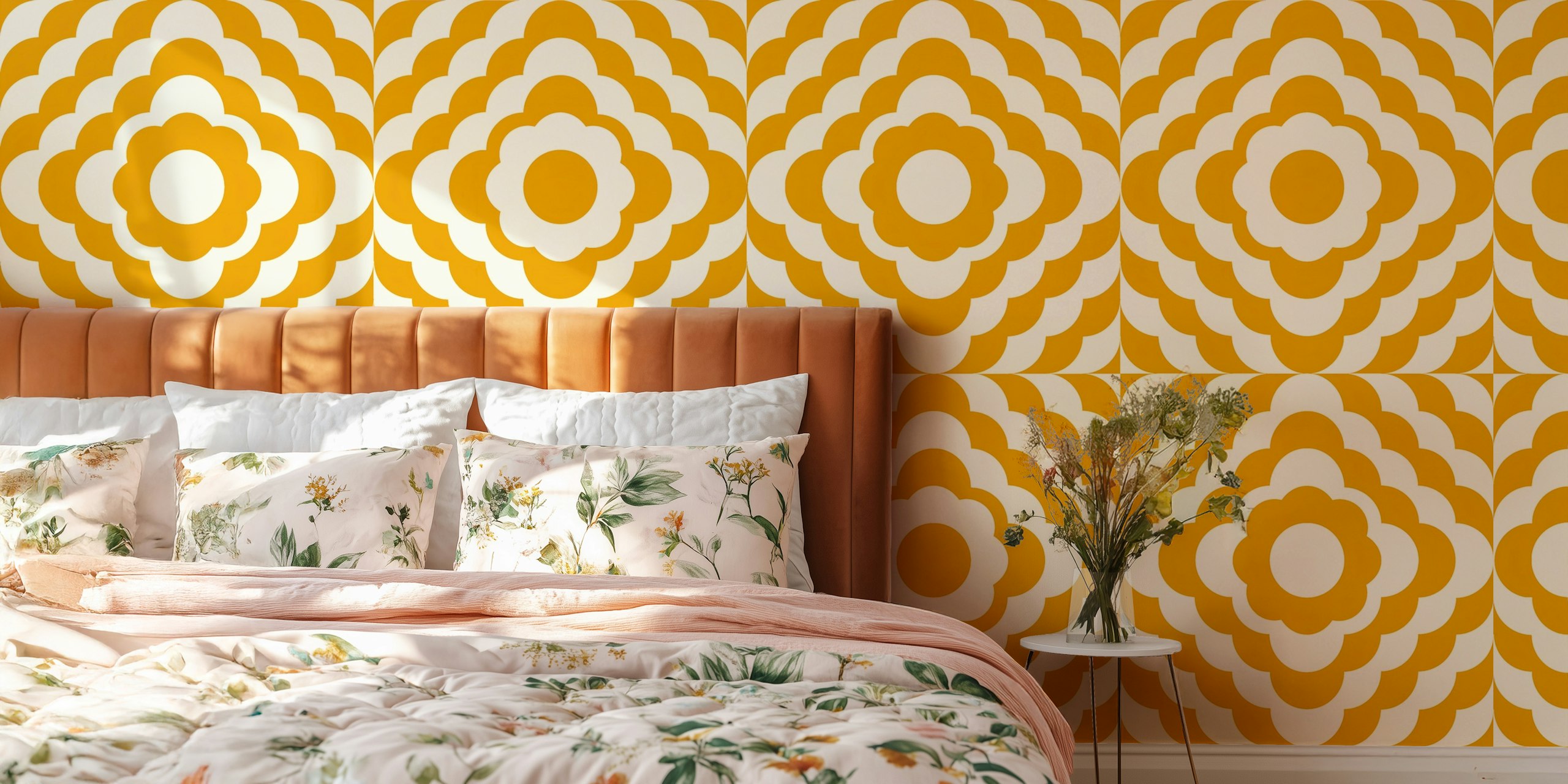 Tapeta Warm Retro Circles u sobi