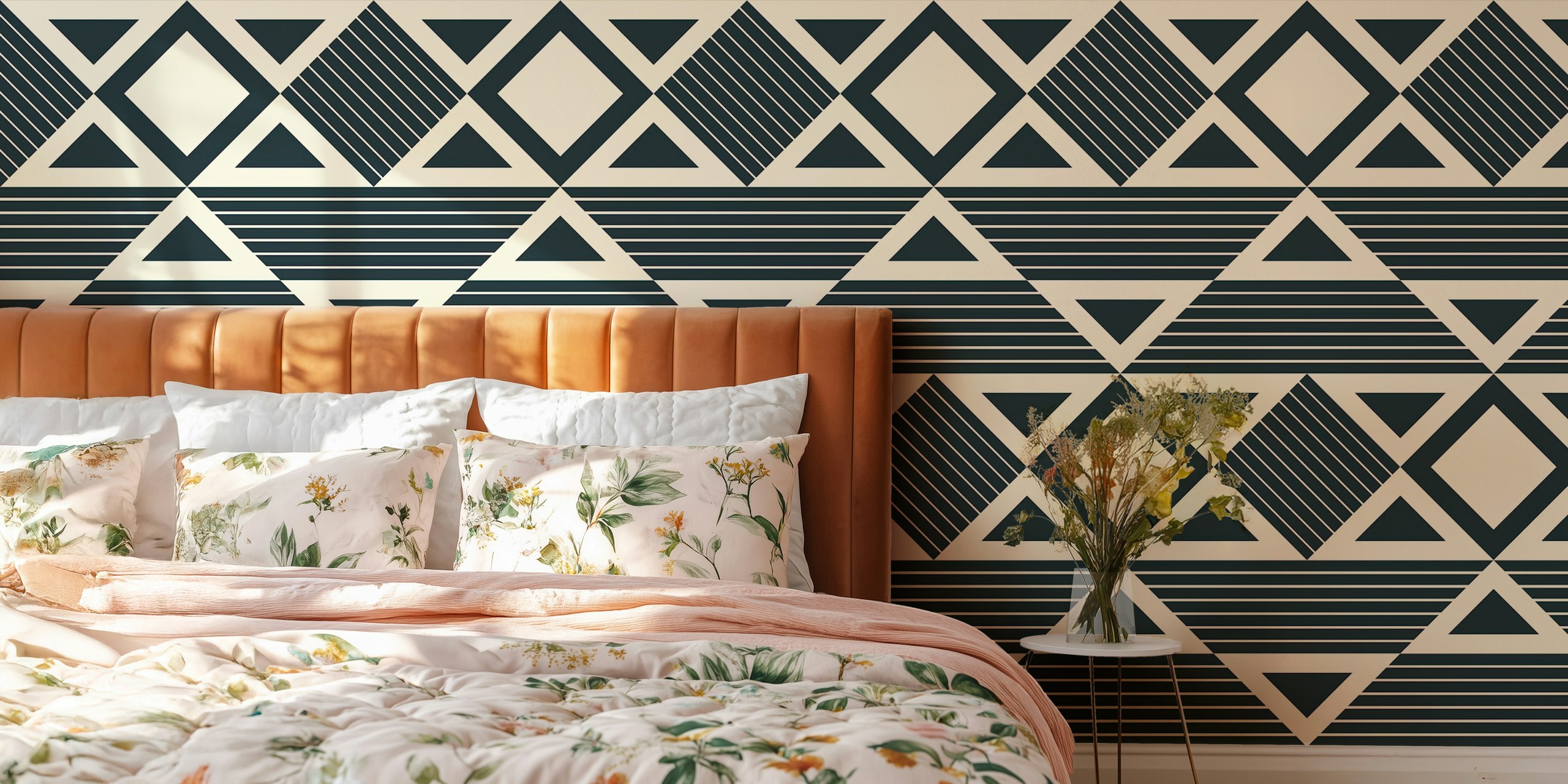 Modern Abstract Geometric Gray Tribal Shapes tapet