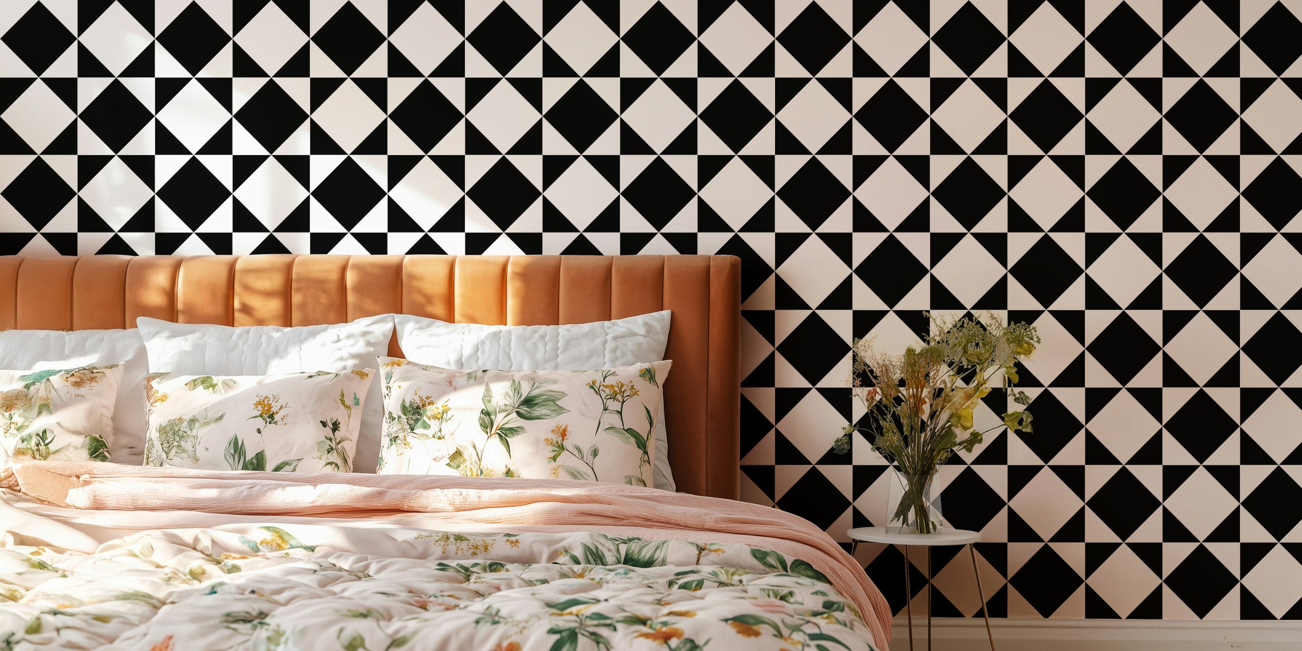 Classic Geometric Blocks - Black and White M papier peint