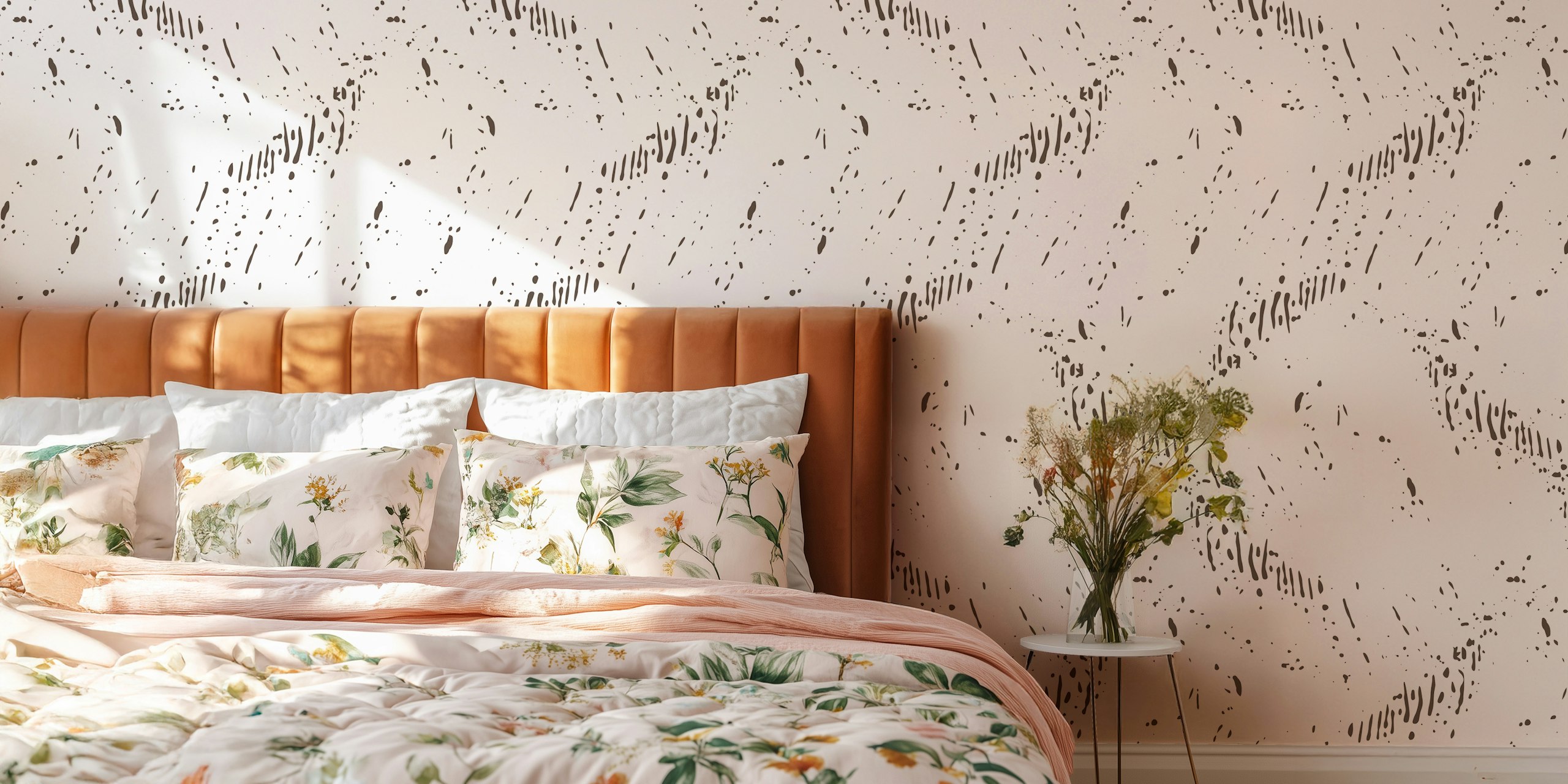 Abstract brown and beige wallpaper in dynamic patterns