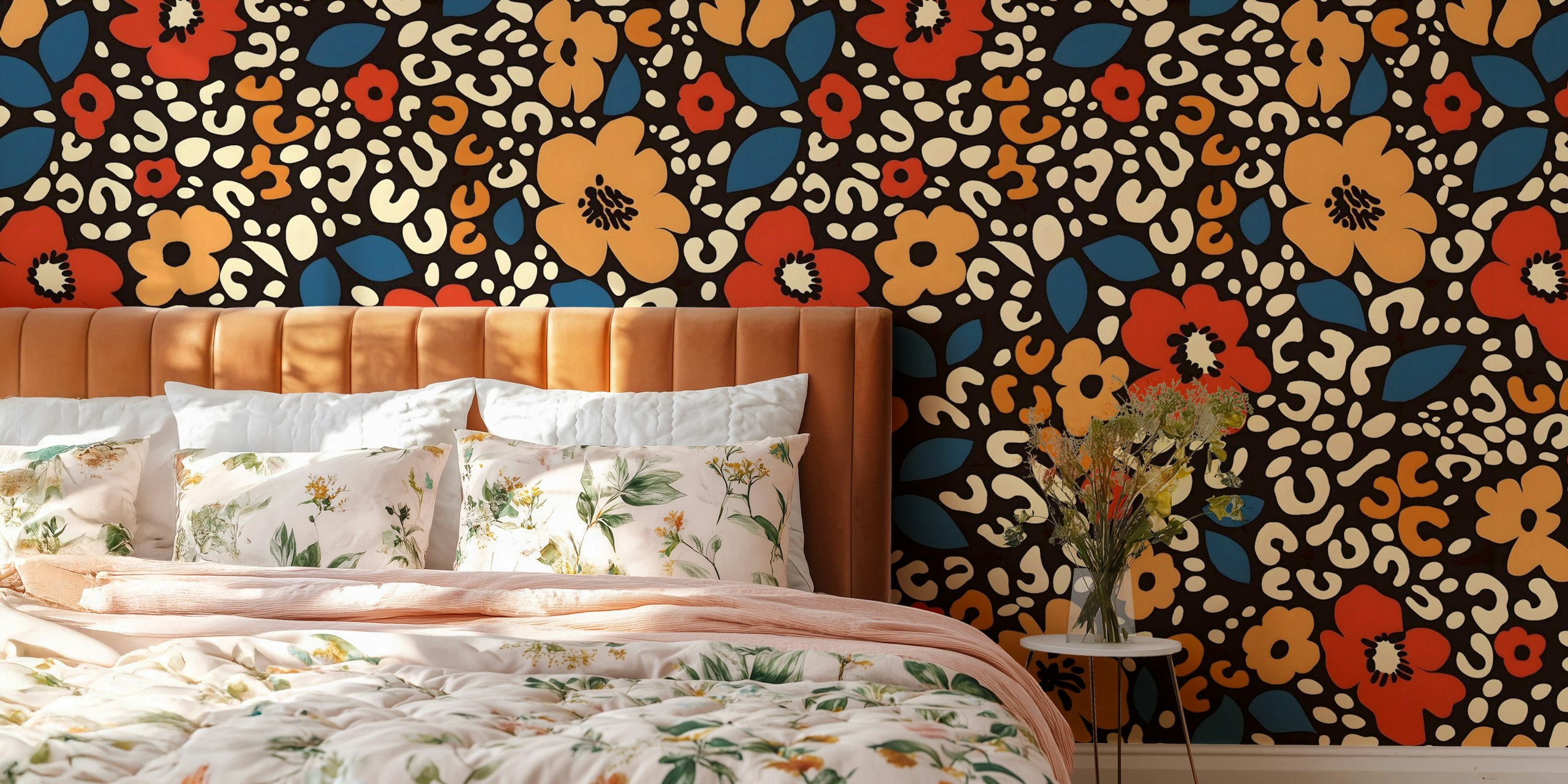 Diseño de papel pintado Retro Floral Safari