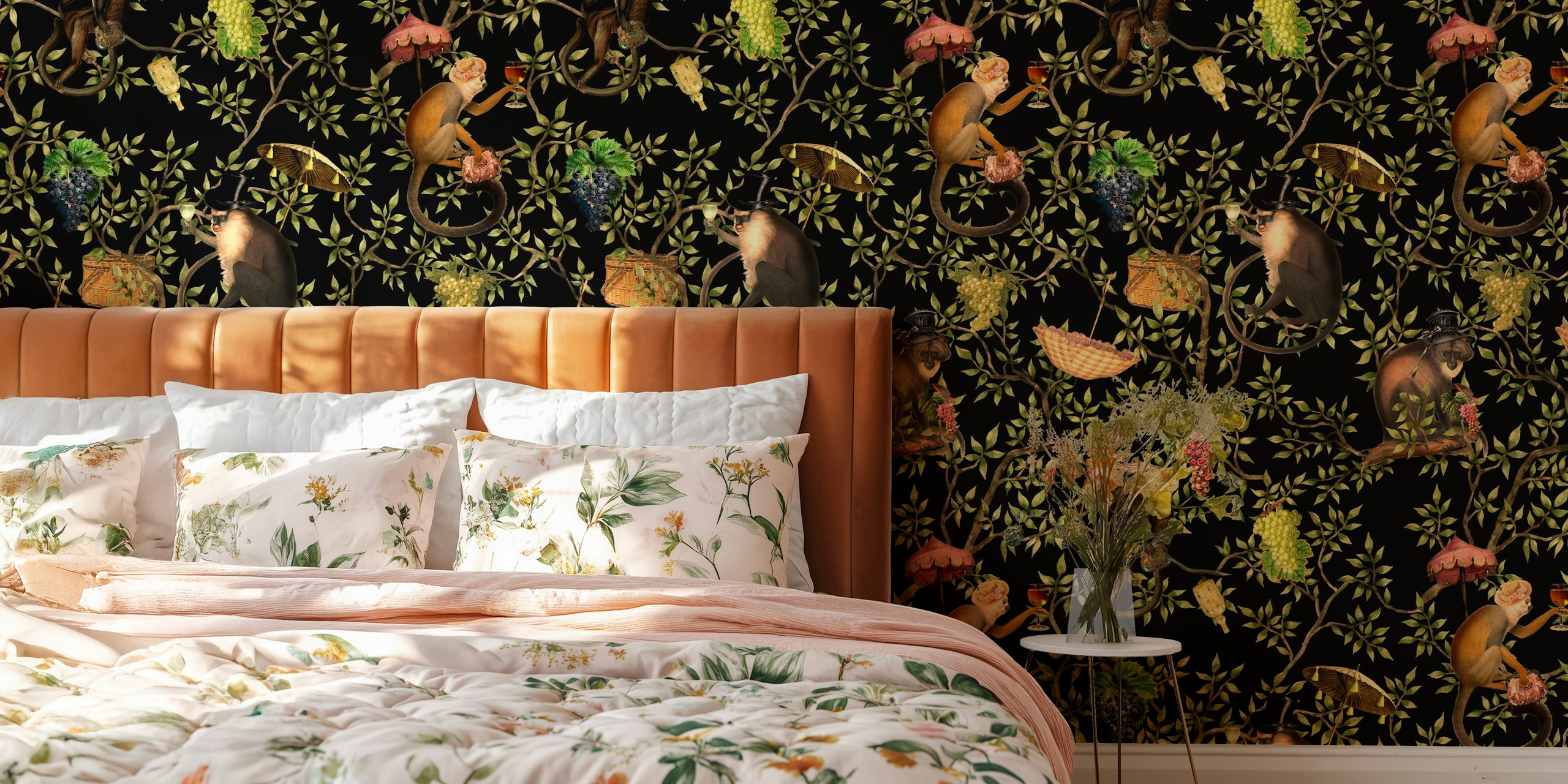 Monkeys Antique Garden Party wallpaper in room