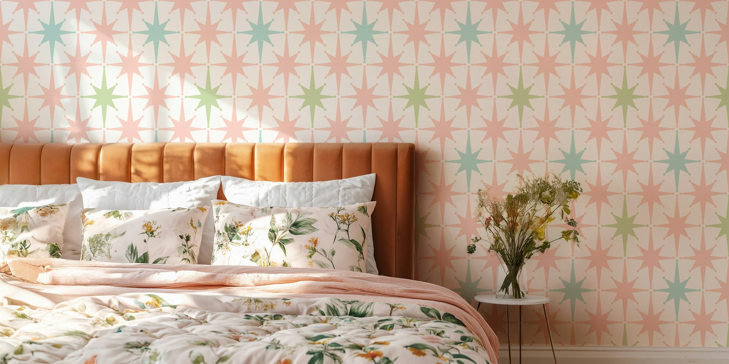 Atomic Retro Stars in Soft Pastel Colors tapet