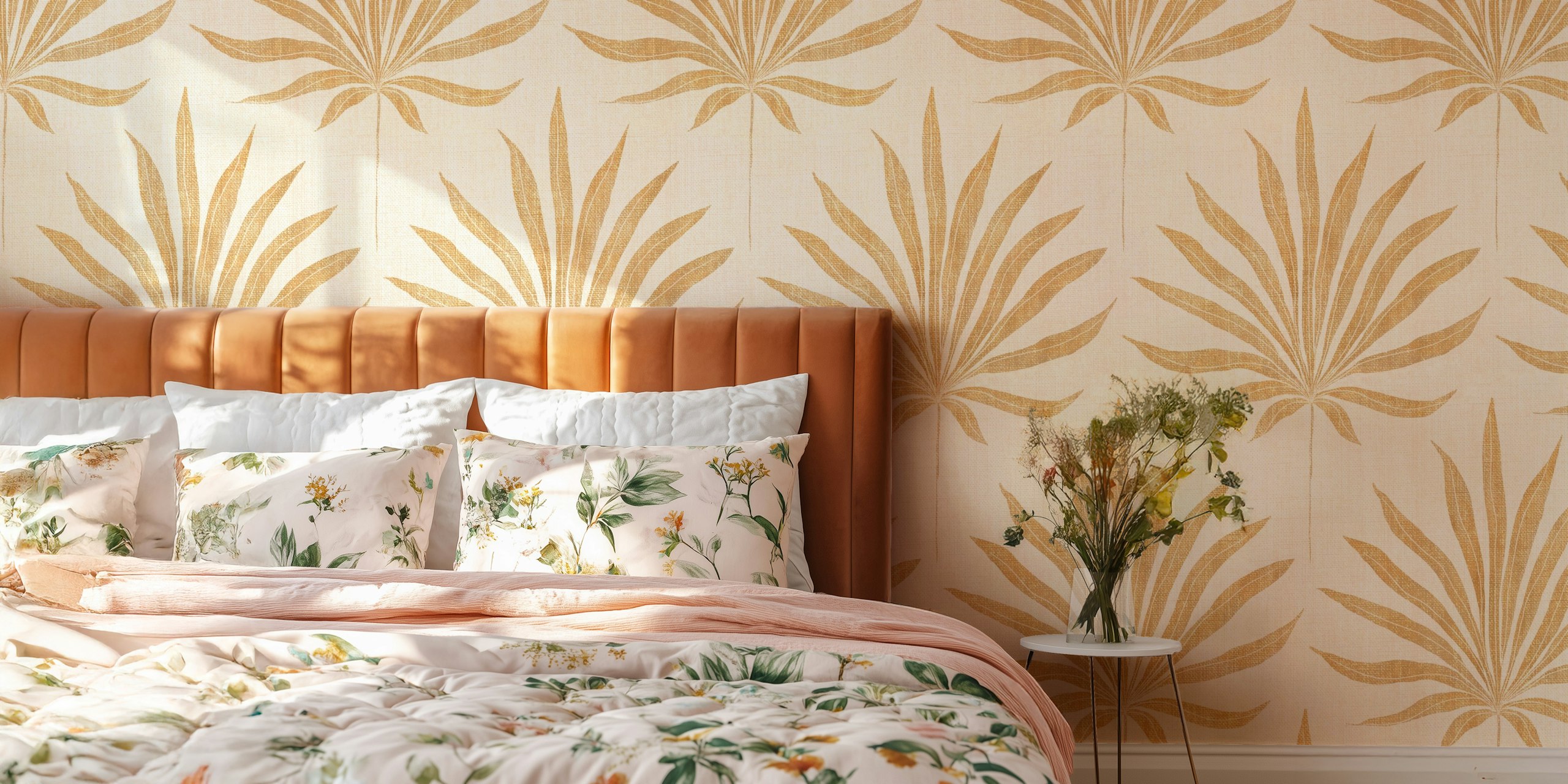 Refined Boho Coastal Palm Frond tapet i ett rum