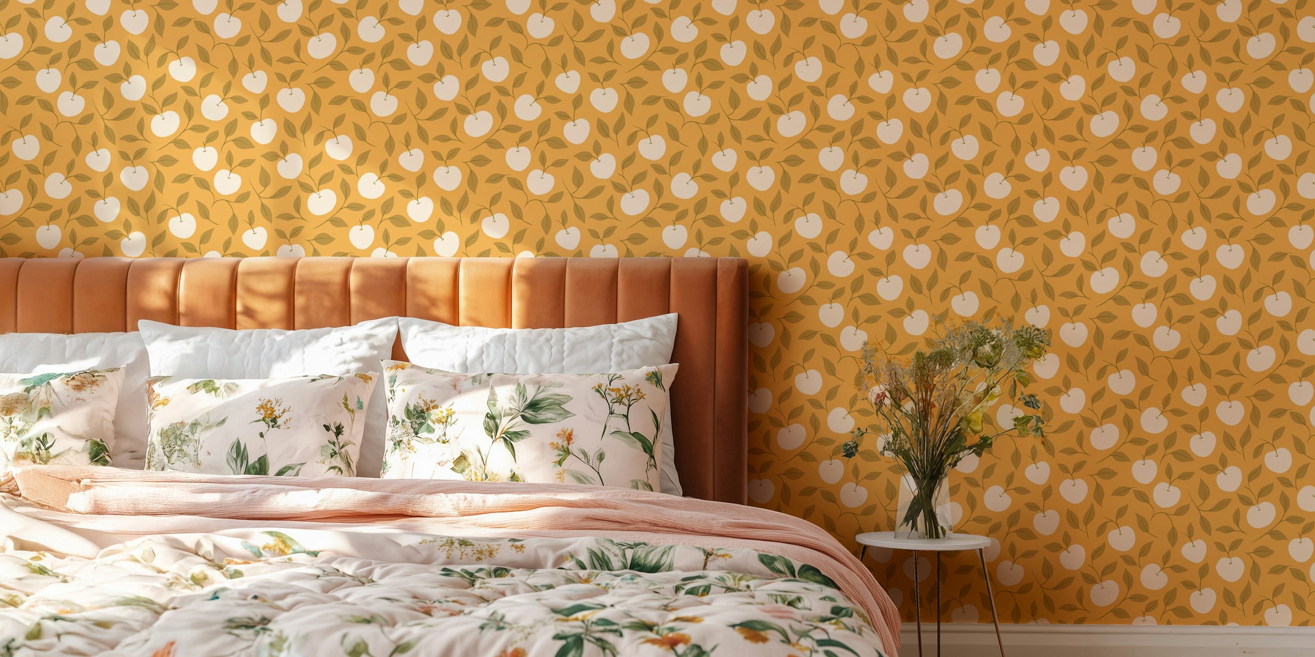Autumn Harvest Apple Vine Wallpaper in a room