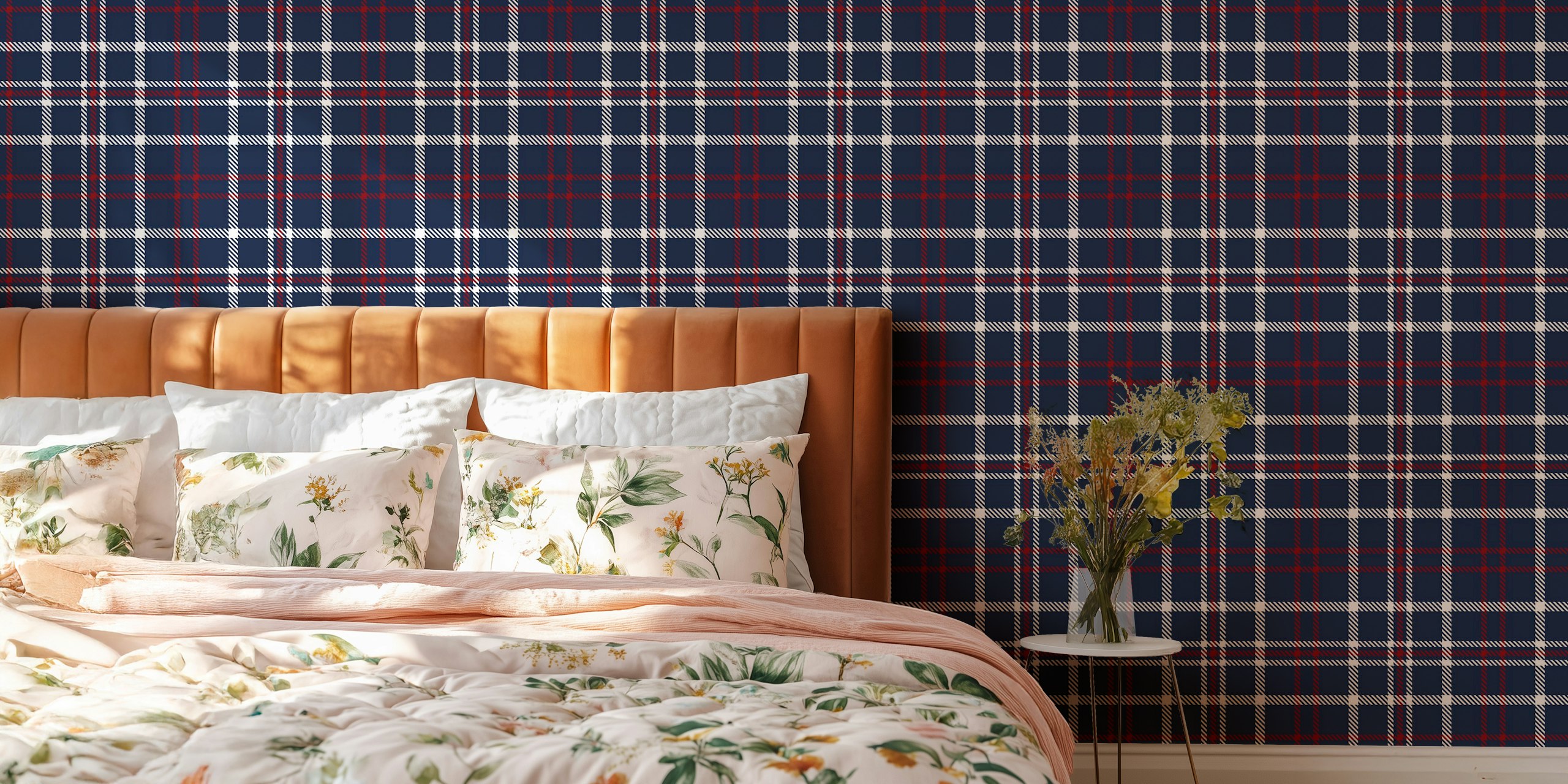 Plaid nautical wallpaper in una stanza