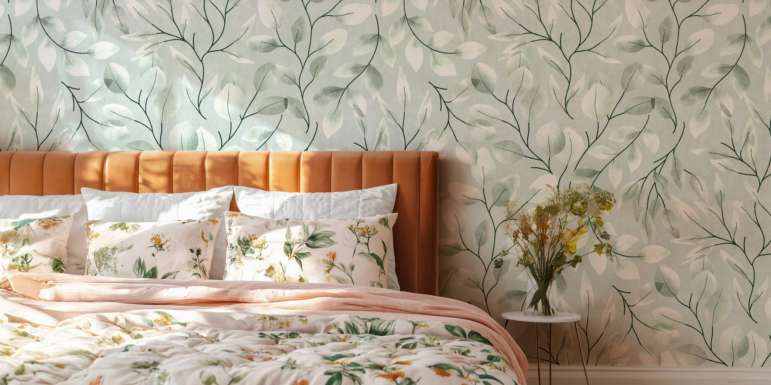 Lovely Leaves - Sage Eucalyptus wallpaper design