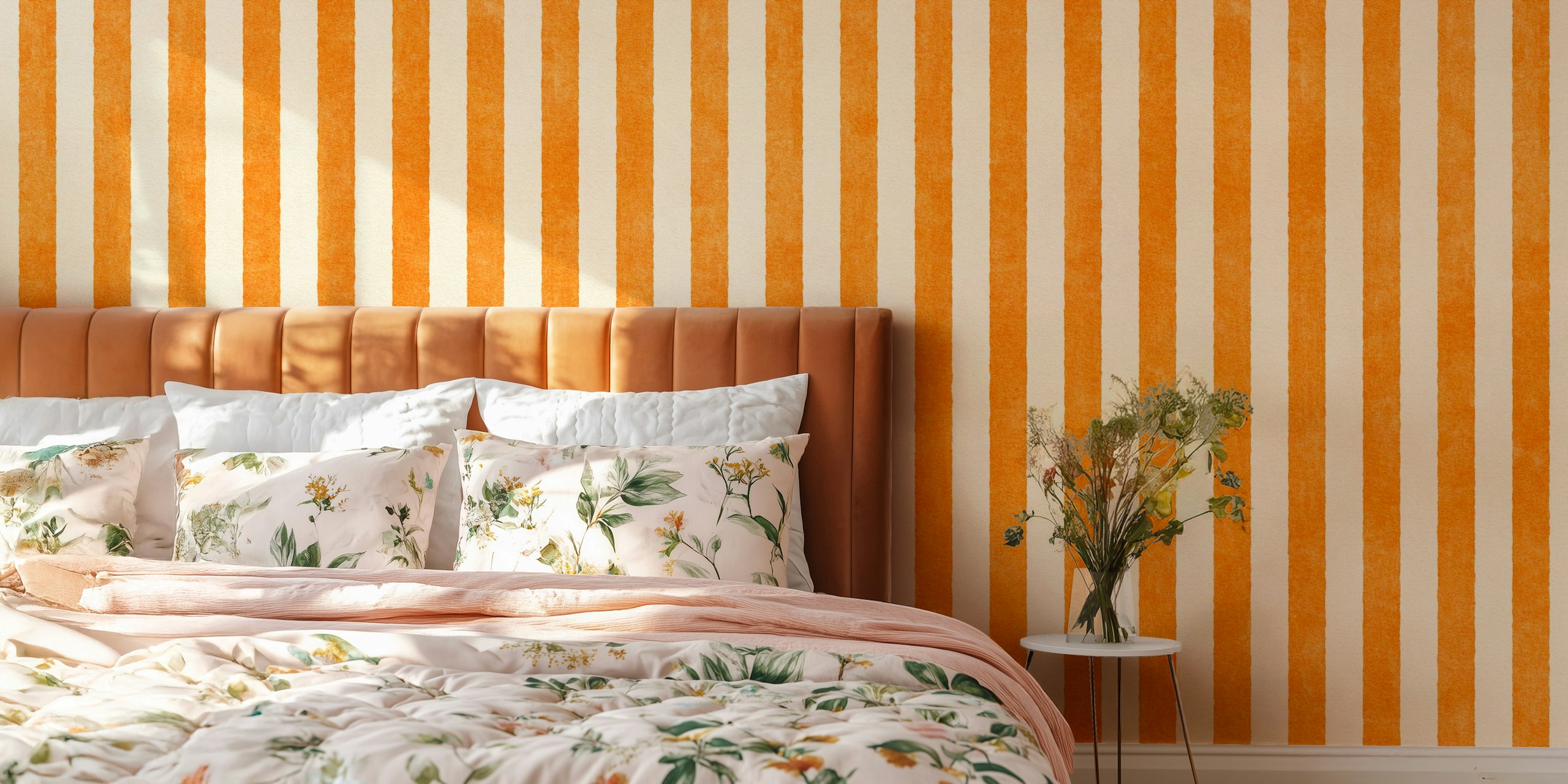 Stripes - 07 - Tangerine carta da parati in una stanza