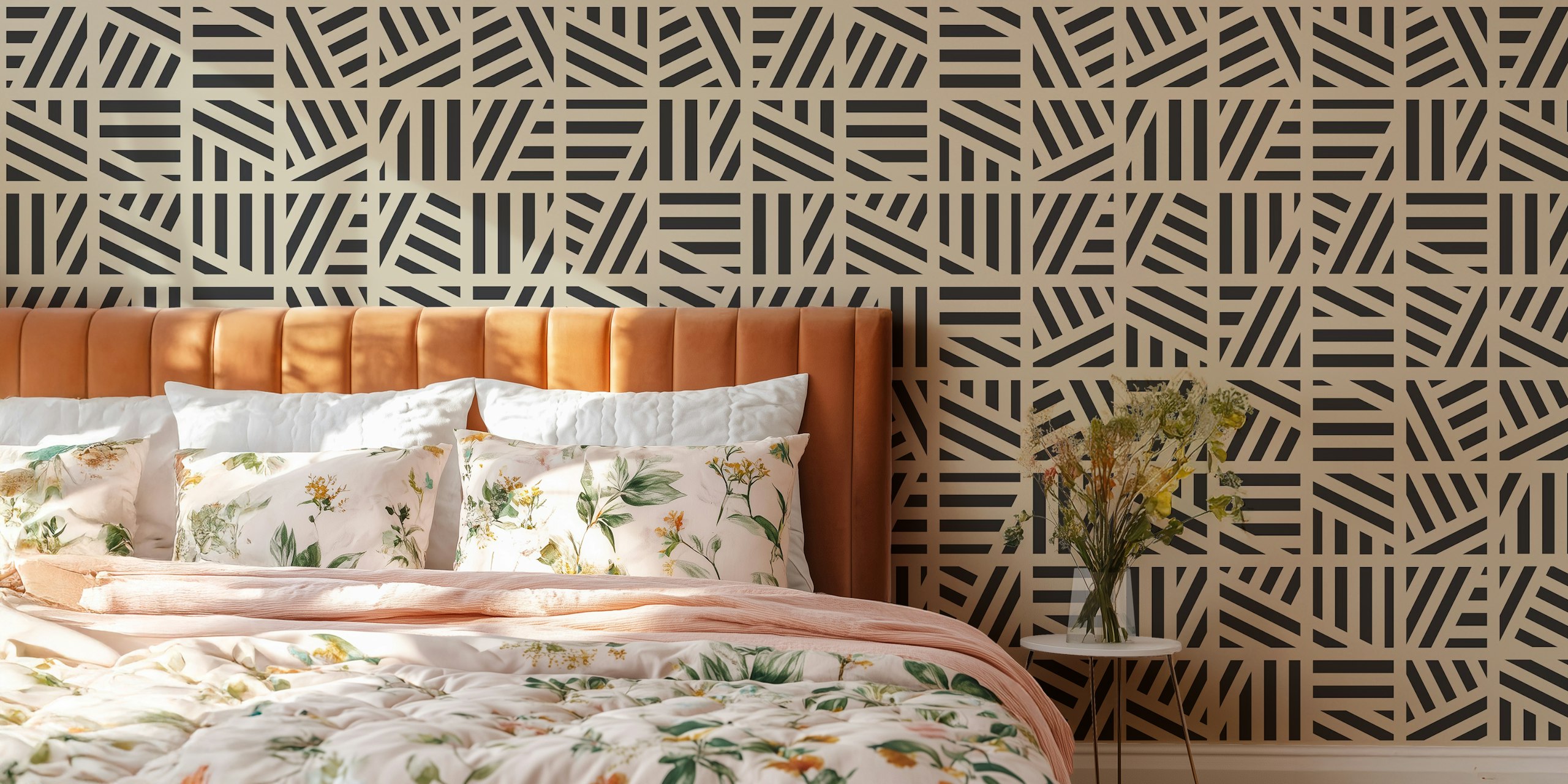 Rayures en beige et noir sur papier peint