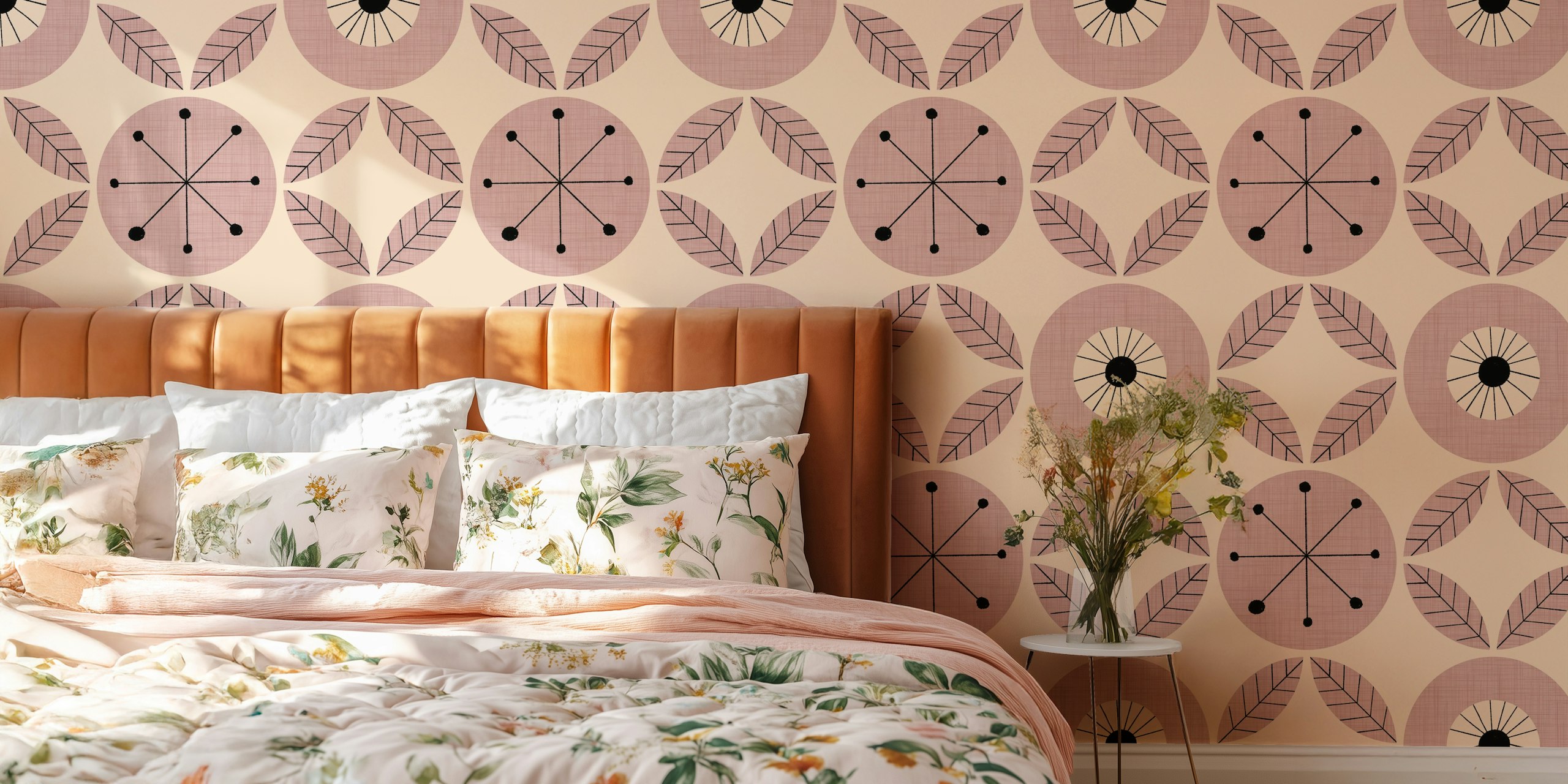 Projekt tapety Atomic Floral Botanic Dots Mauve