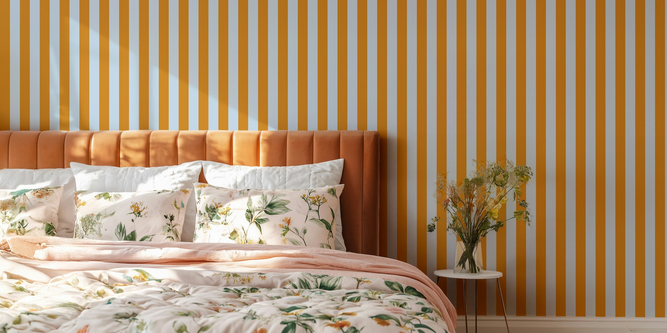 Blue and brown striped wallpaper design