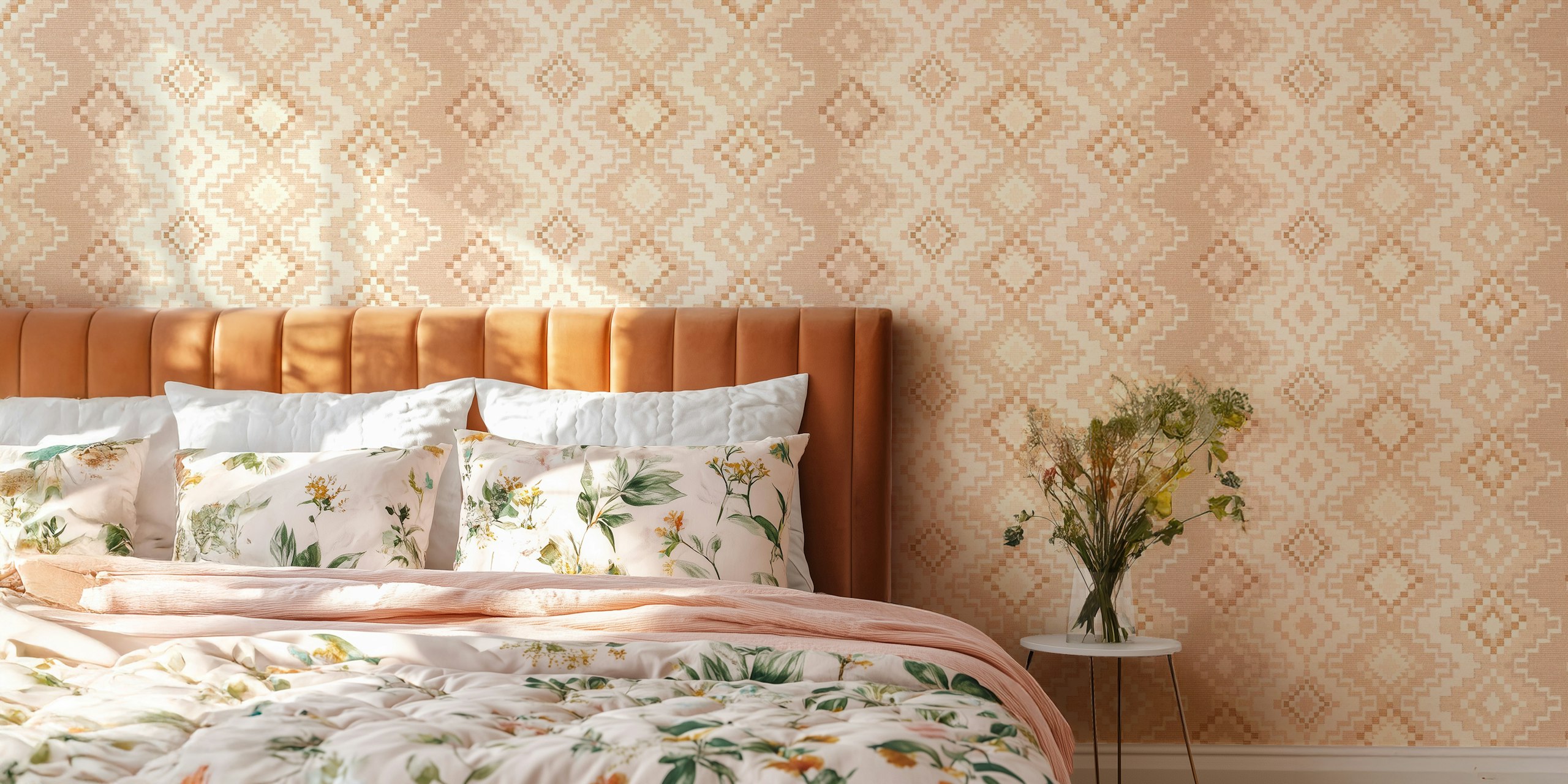 Western boho tribal chevron wallpaper in desert pink