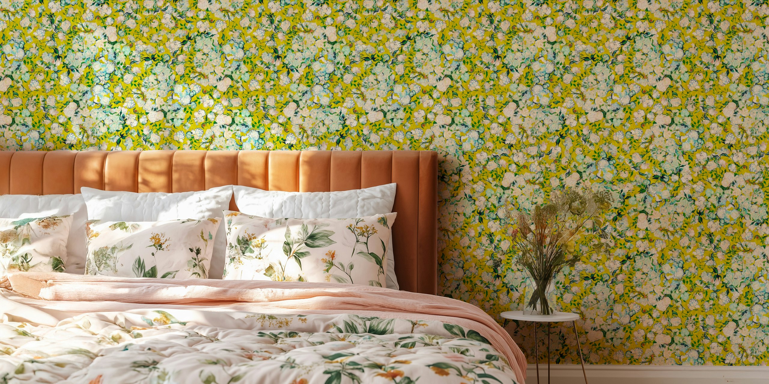 Vincent Van Gogh Roses in Lemon Yellow wallpaper